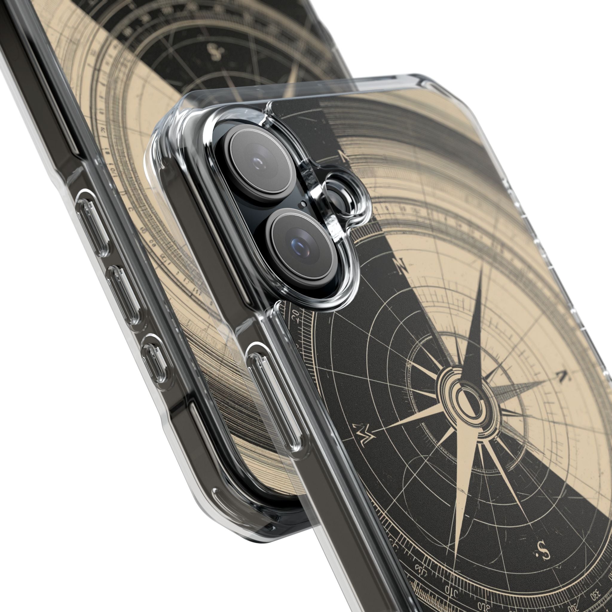 Beige Impact MagSafe Phone Case for iPhone - Obsidian Nautical Blueprint