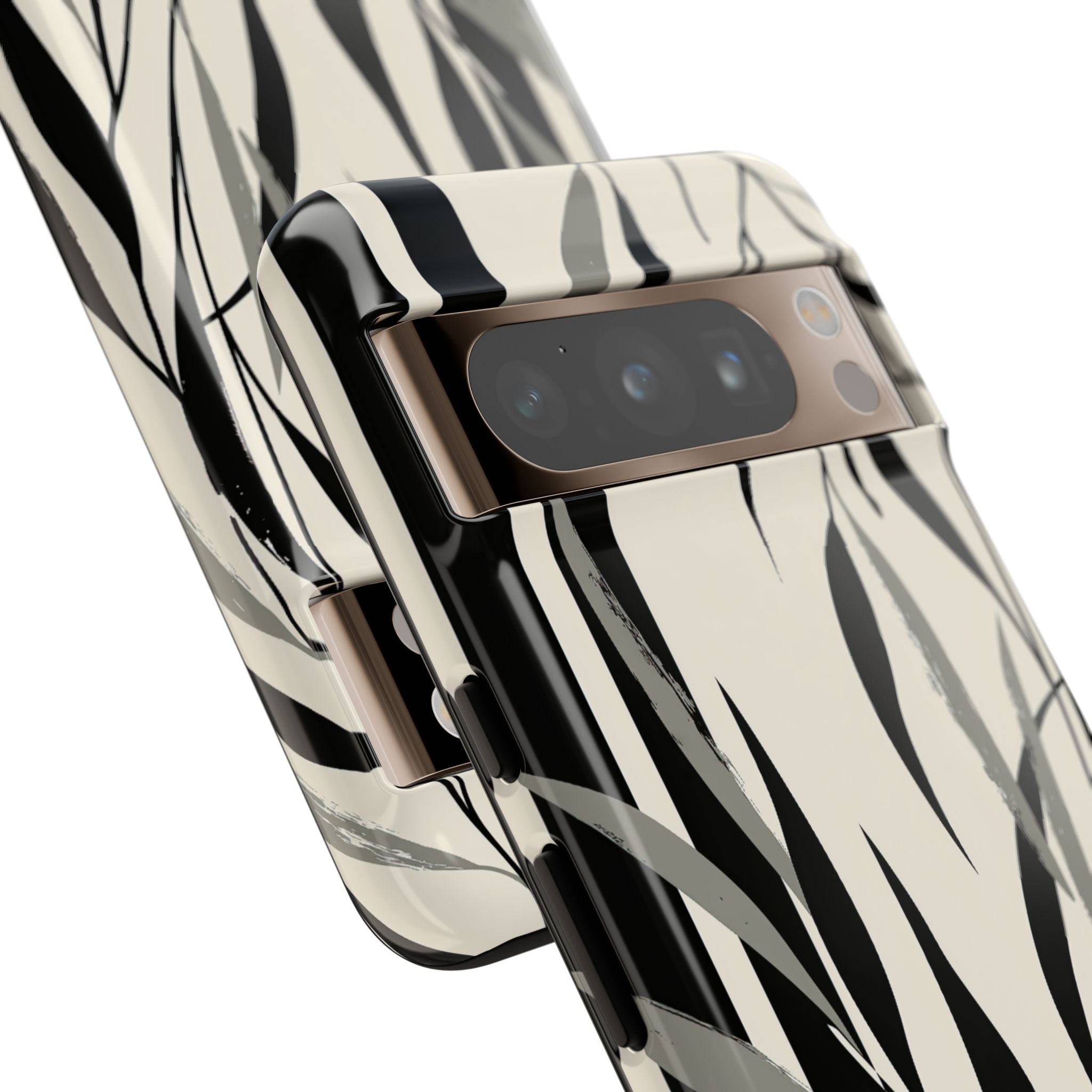 Beige Tough Phone Case for Google Pixel - Soot Leaf Sketch