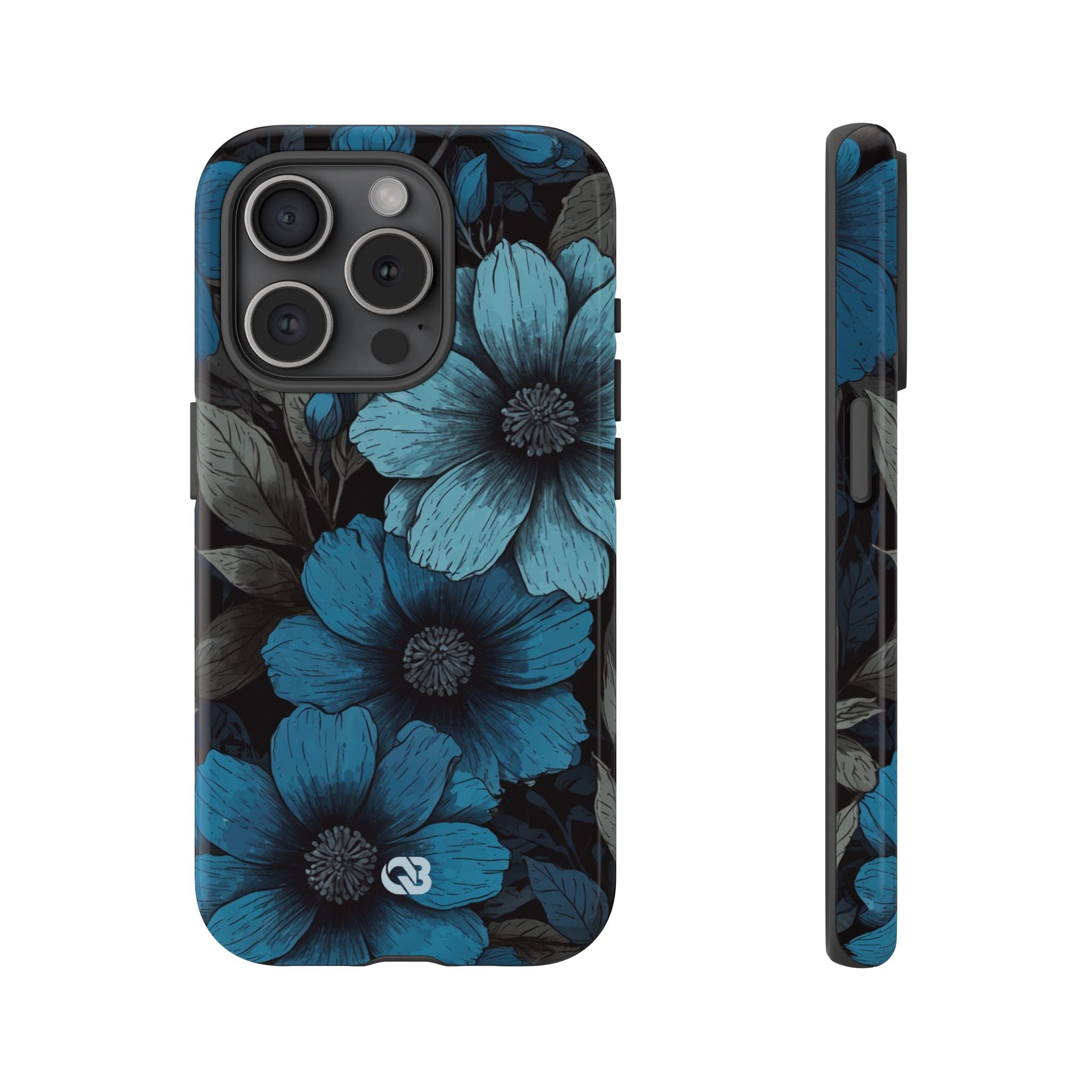 Obsidian Blue Petals · Coque de téléphone Tough pour iPhone