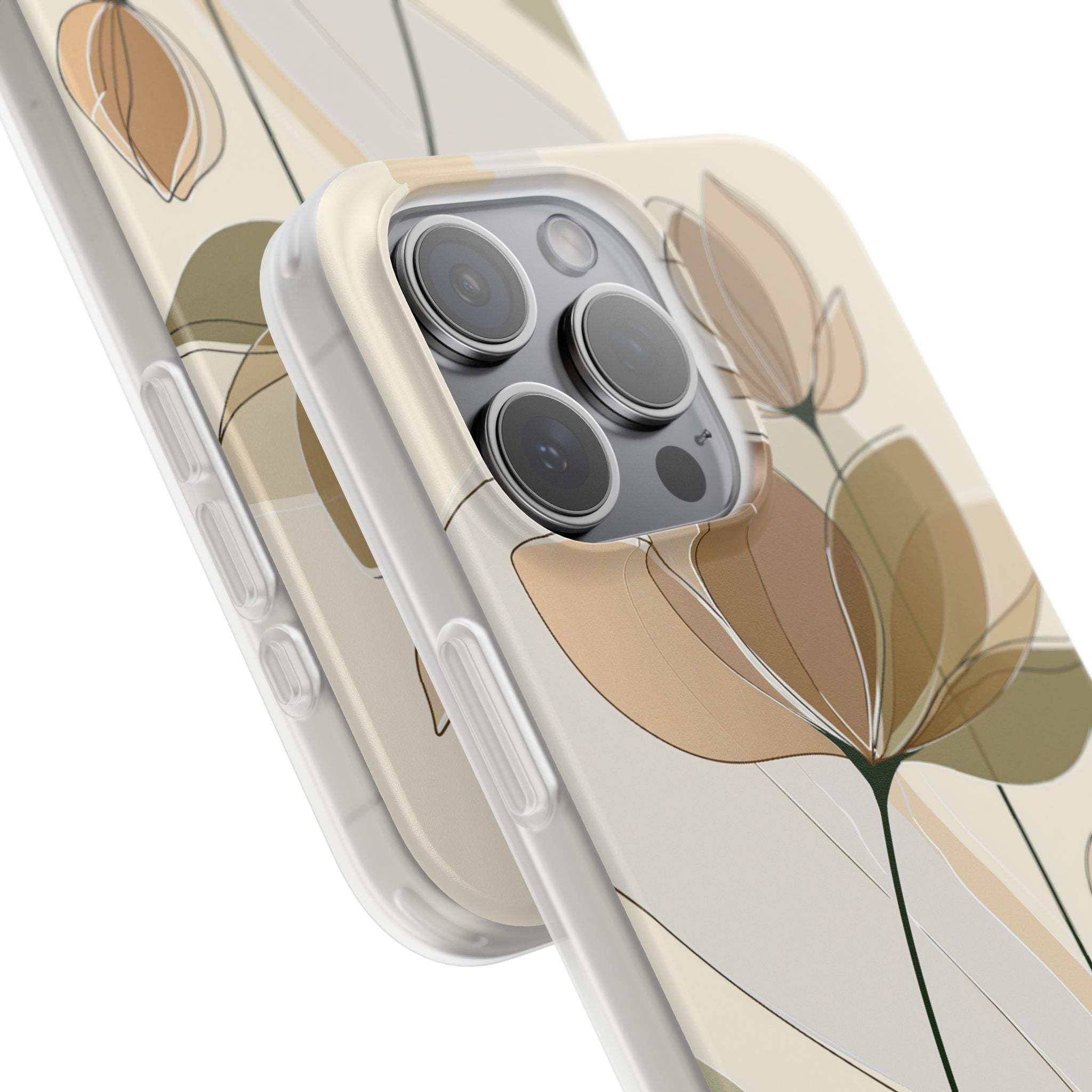 Beige Lite Phone Case for iPhone - Muted Ochre Petals