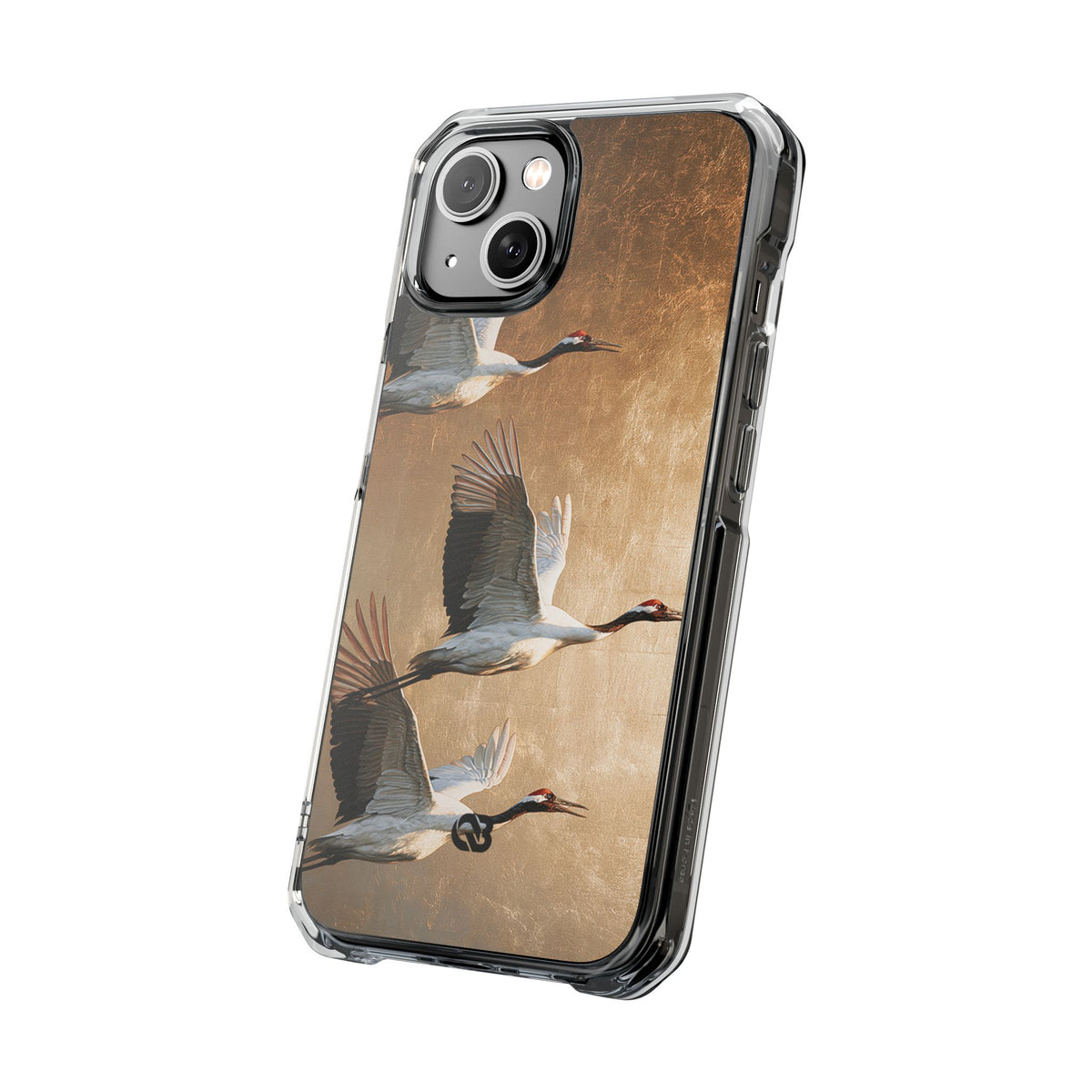Golden Crane Flight · Clear Impact Magnetic Phone Case for iPhone · Gold