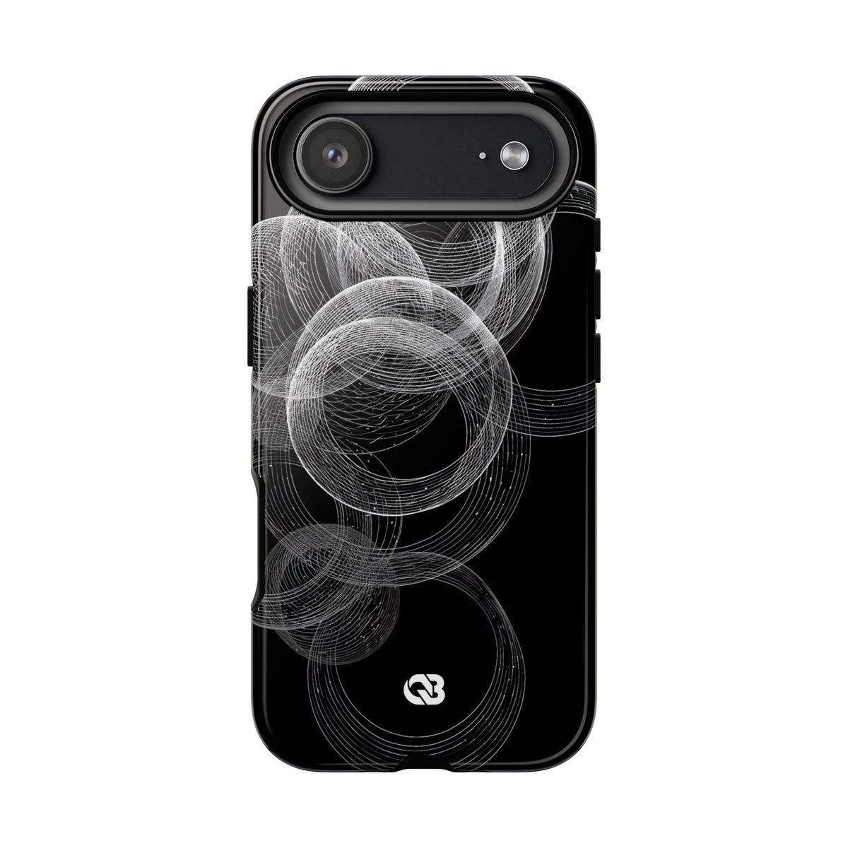 Black Tough Phone Case for iPhone - Kinetic Wireframe Orbit