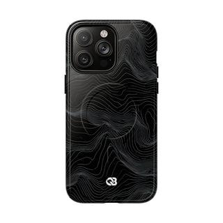 Black Tough 2.0 Magnetic Phone Case for iPhone - Obsidian Topo Wireframe