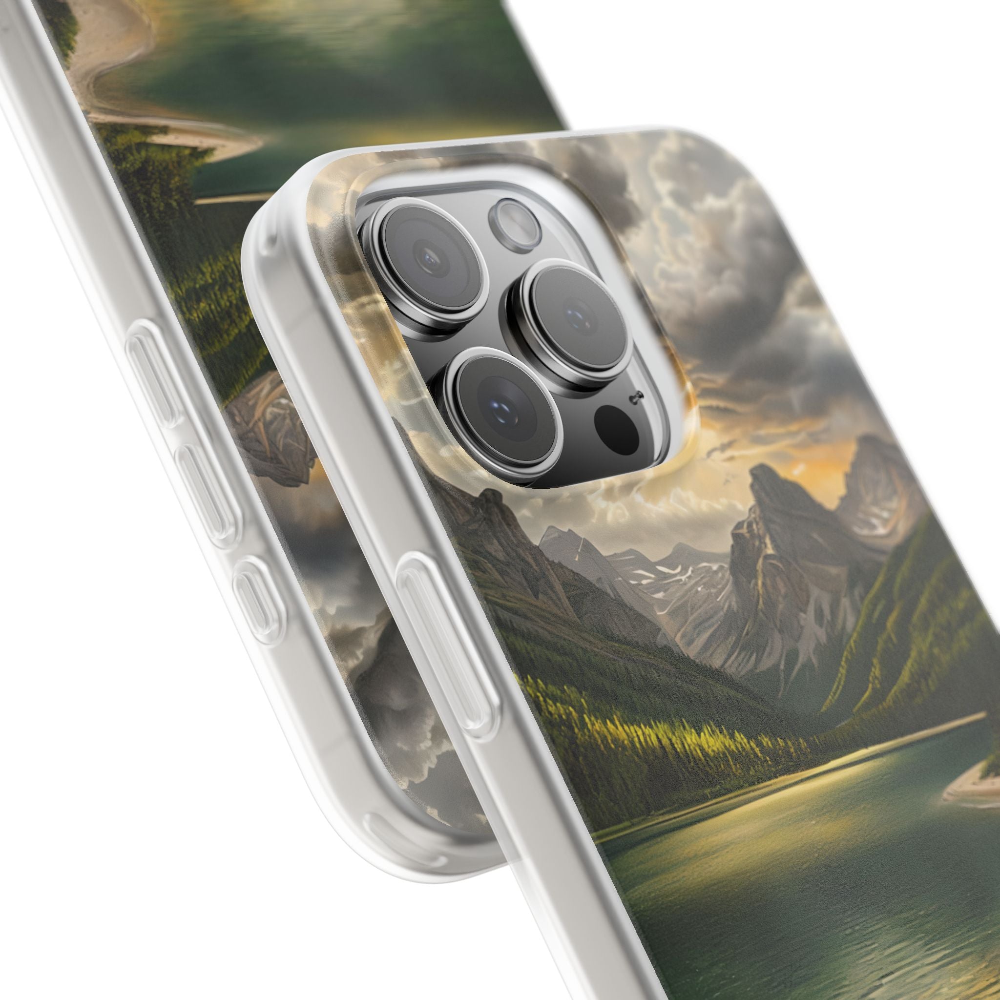 Gilded Mountain Lake · Soft Phone Case for iPhone