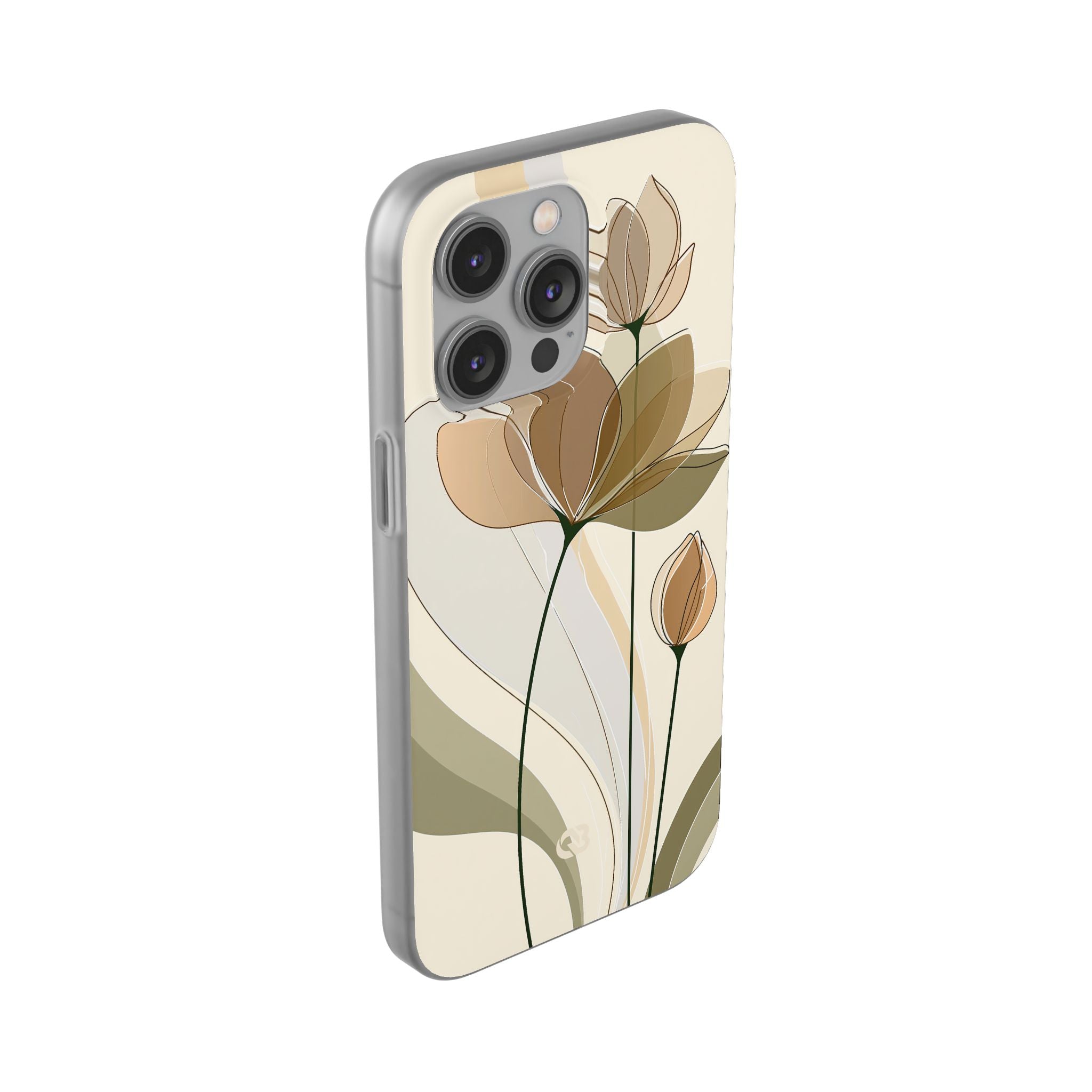Beige Lite Phone Case for iPhone - Muted Ochre Petals