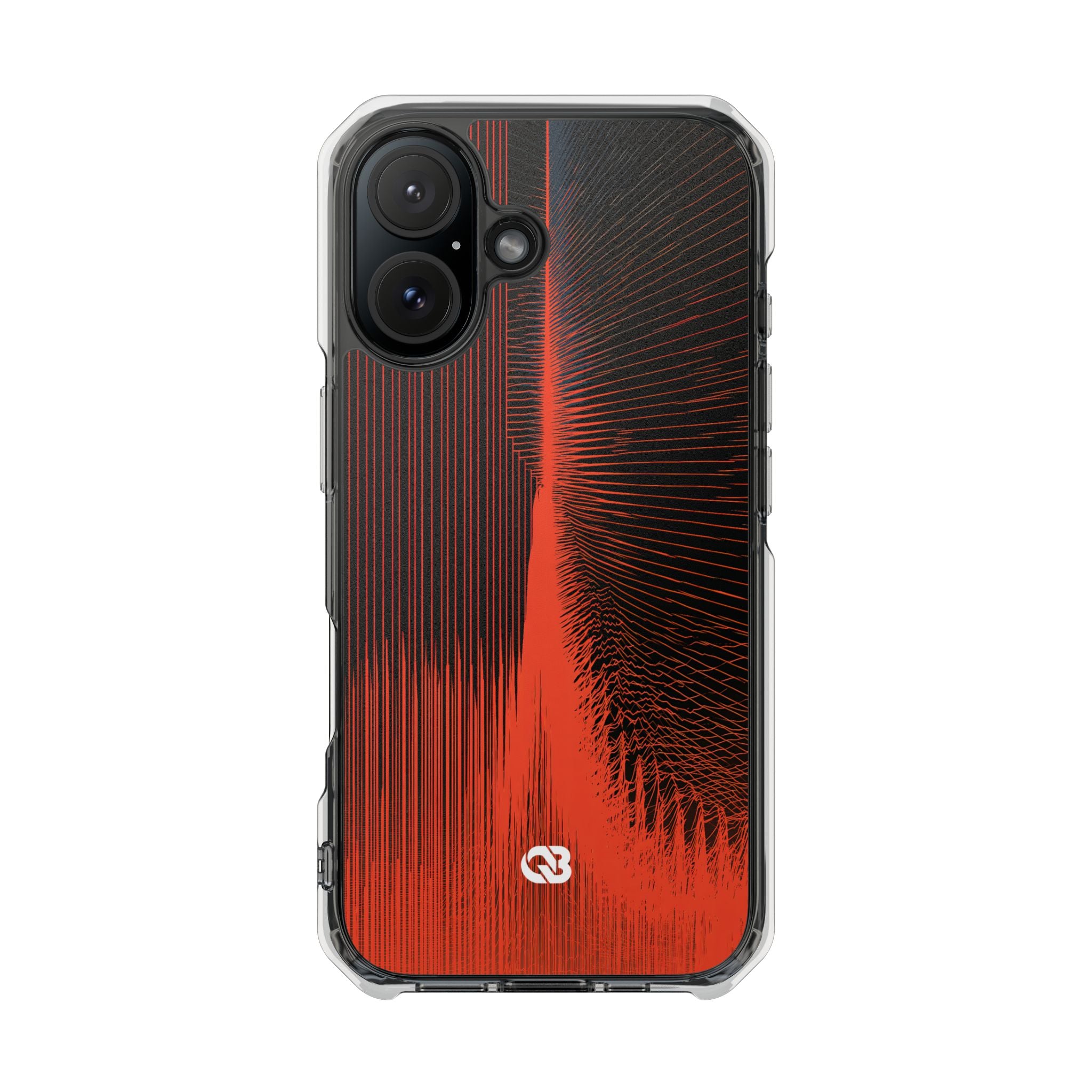 Red Impact MagSafe Phone Case for iPhone - Crimson Frequency Pulse