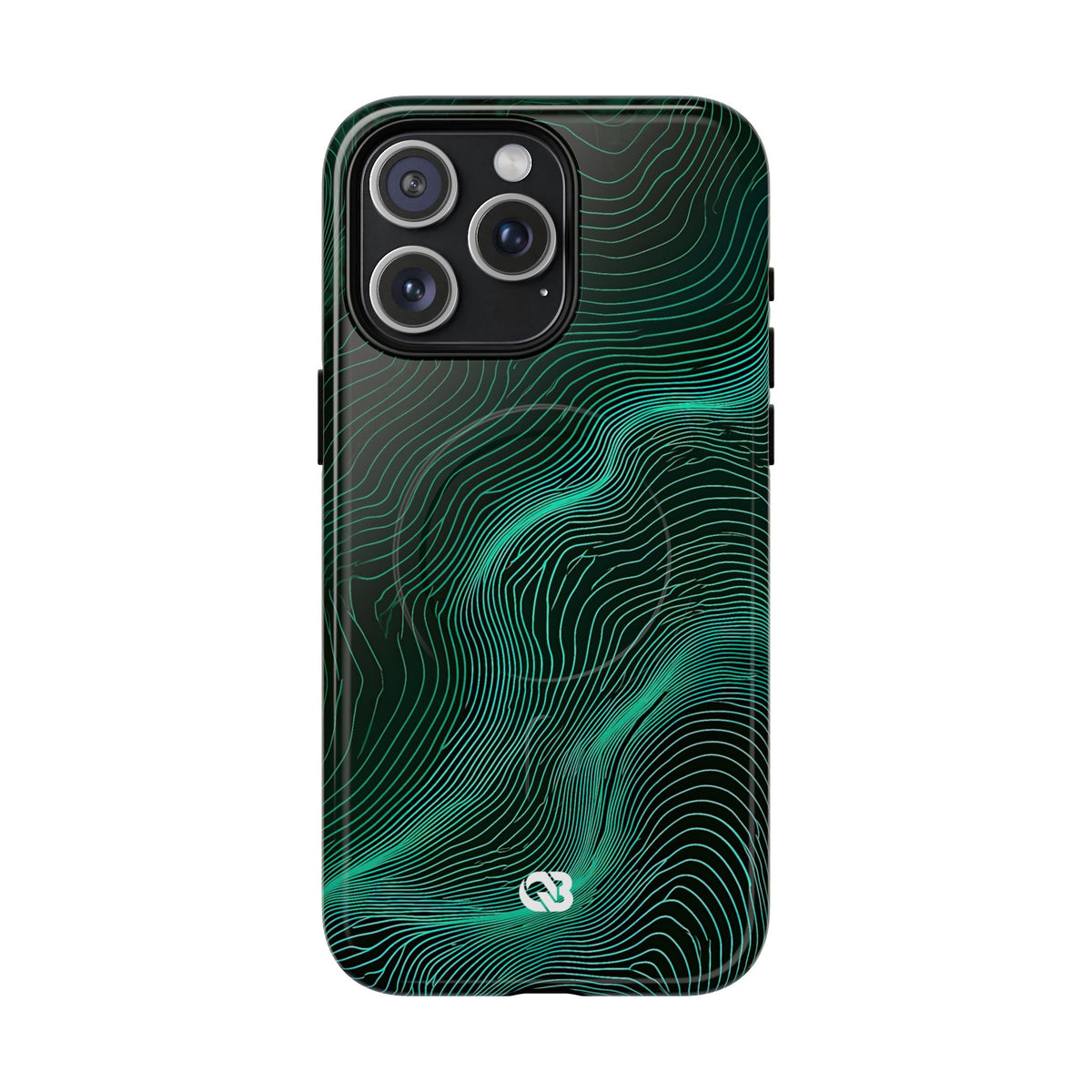 Teal Tough 2.0 Magsafe Phone Case for iPhone - Neon Jade Contour