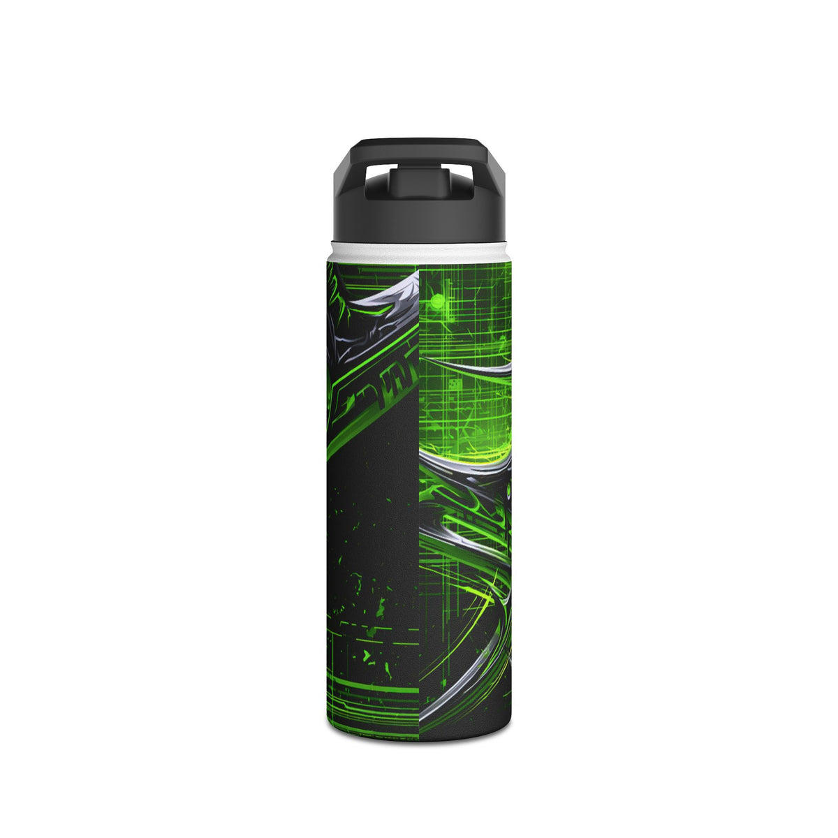Cyber Sigil Grid · Insulated Water Bottle · Green
