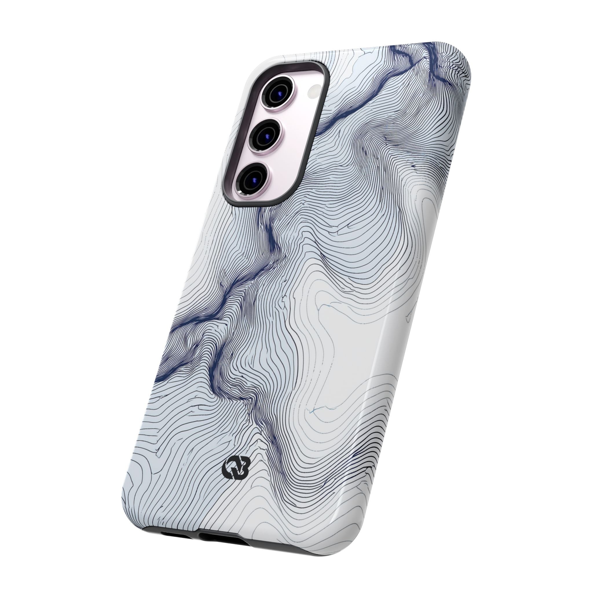 White Tough Phone Case for Samsung - Nordic Ridge Topo