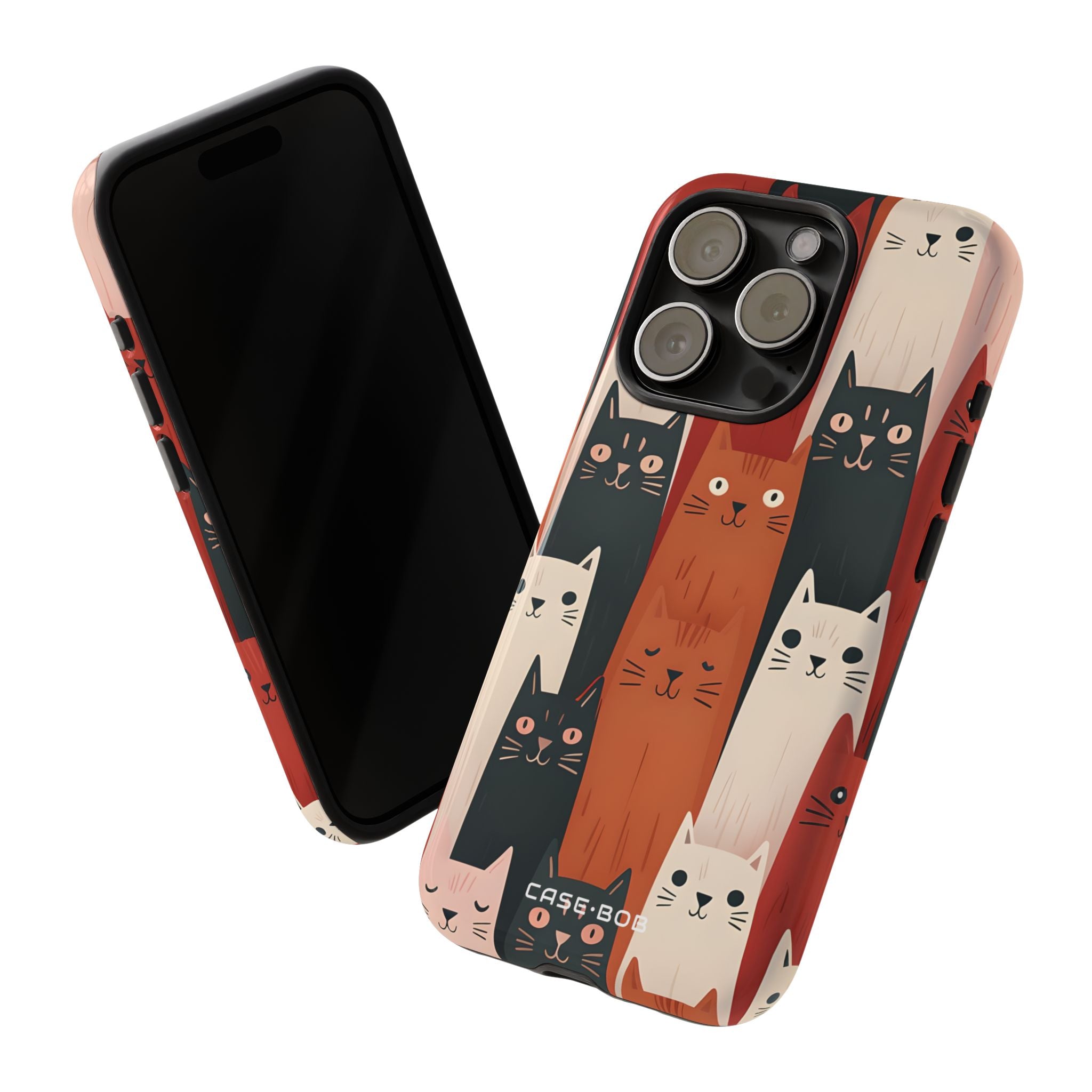 Forlængede Katte Sorte iPhone 15 Pro Cover - Tough