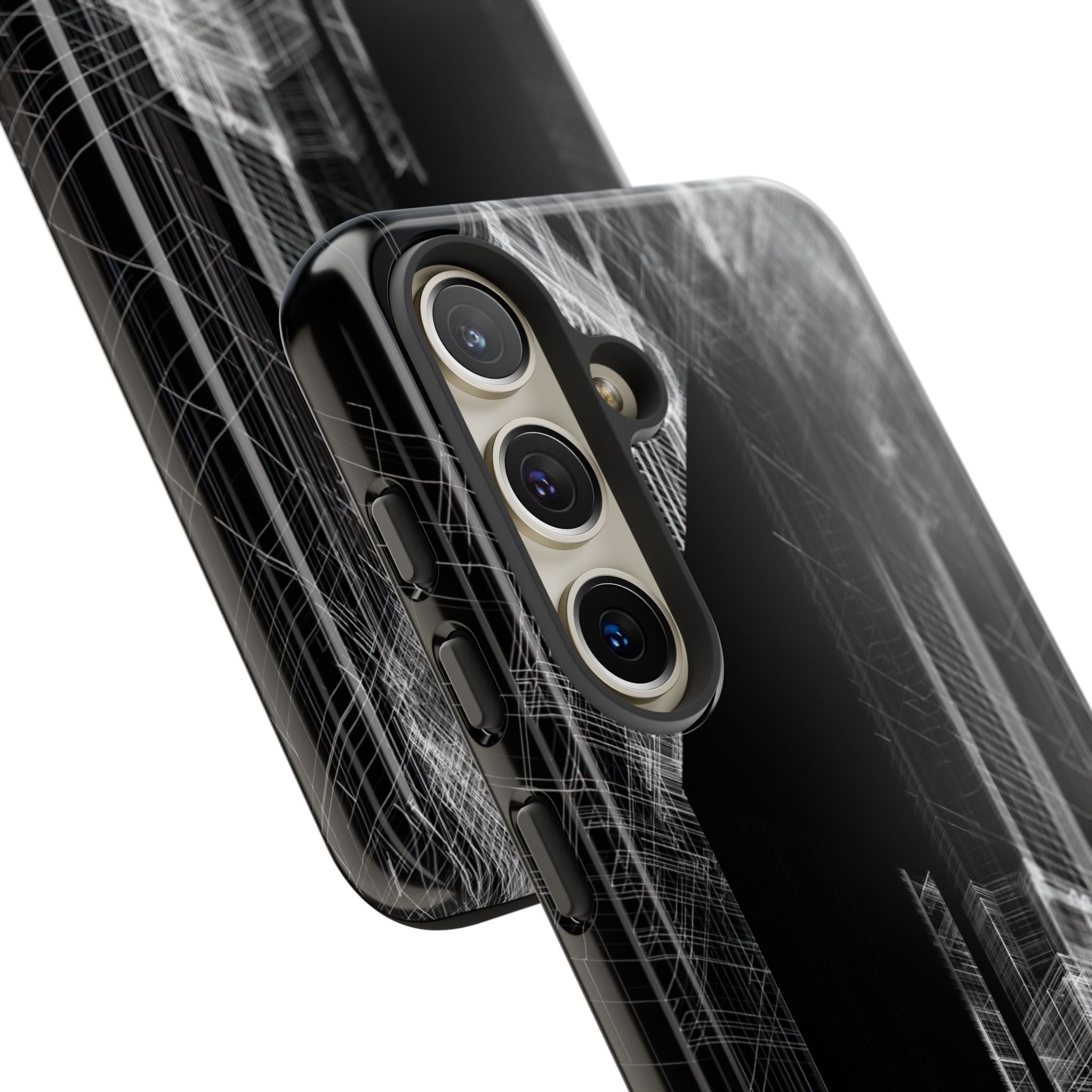 Black Tough Phone Case for Samsung - Ghost Urban Wireframe