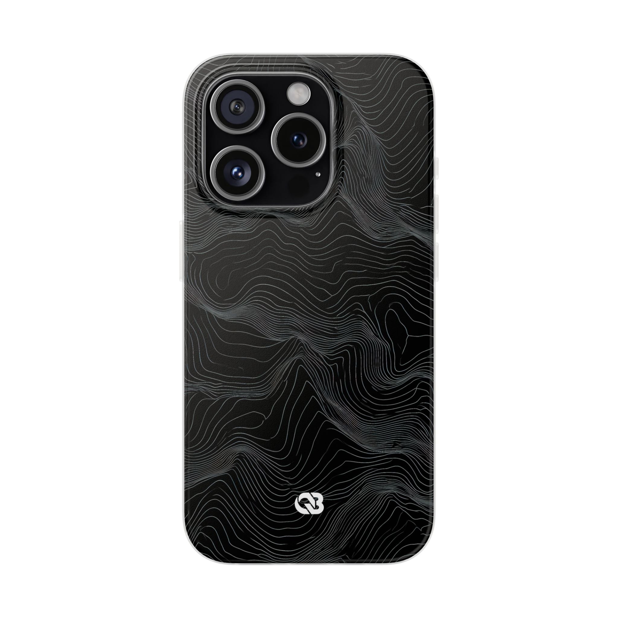 Black Lite Phone Case for iPhone - Obsidian Topo Wireframe