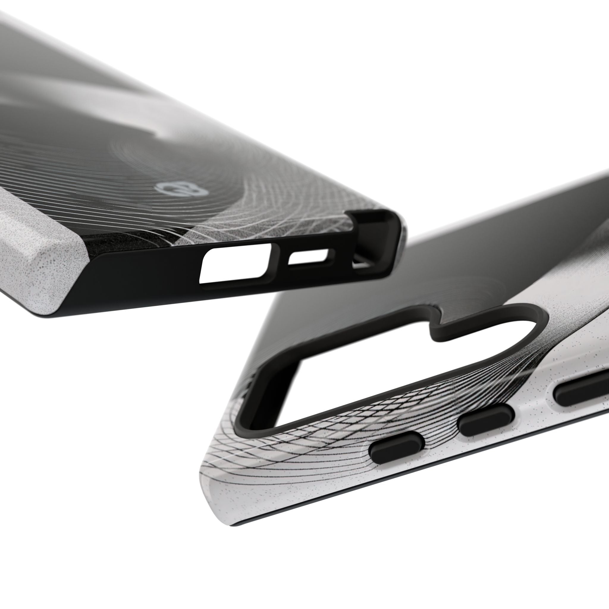 Grey Tough Phone Case for Samsung - Obsidian Moiré Wave