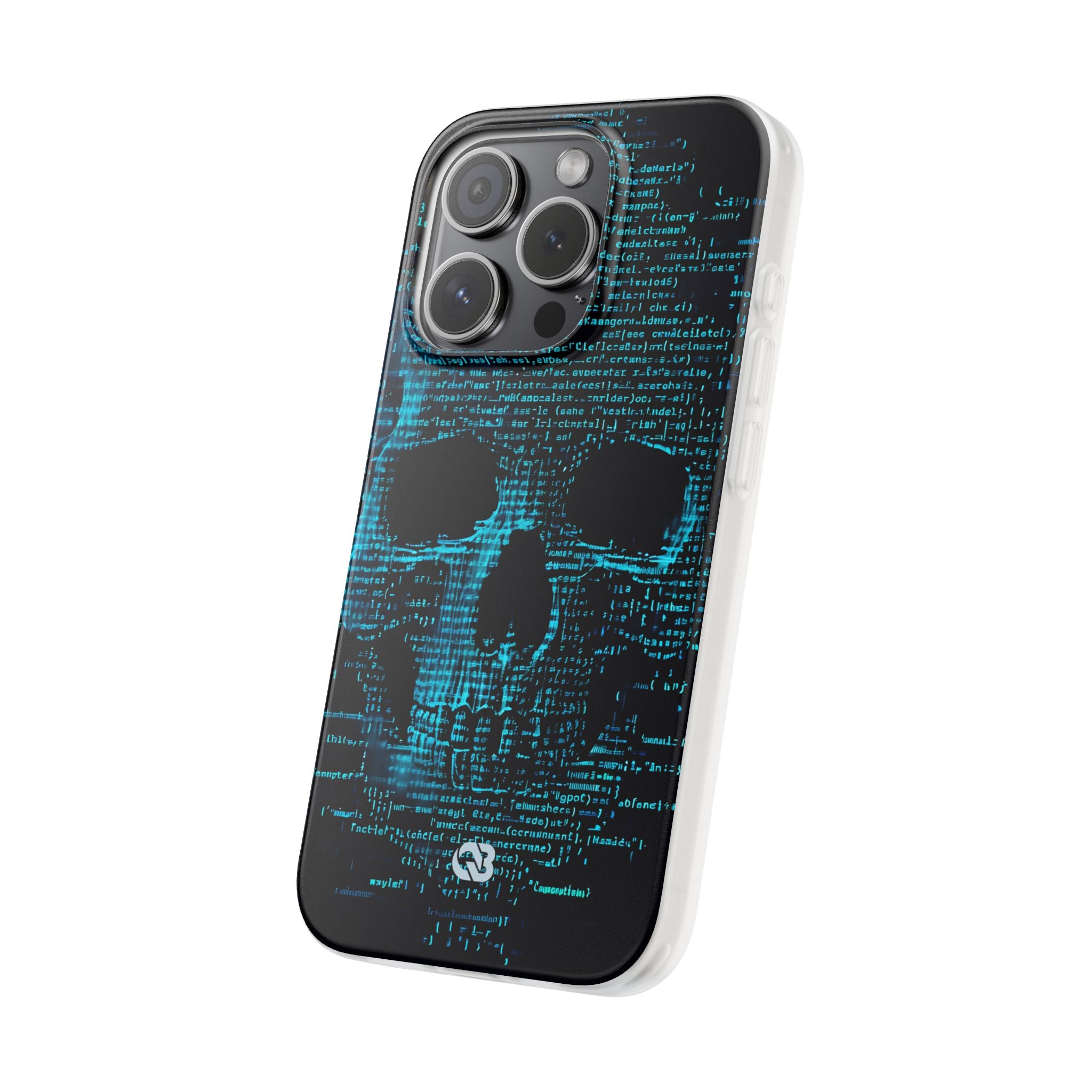 Cyan Glitch Skull · Soft Phone Case for iPhone