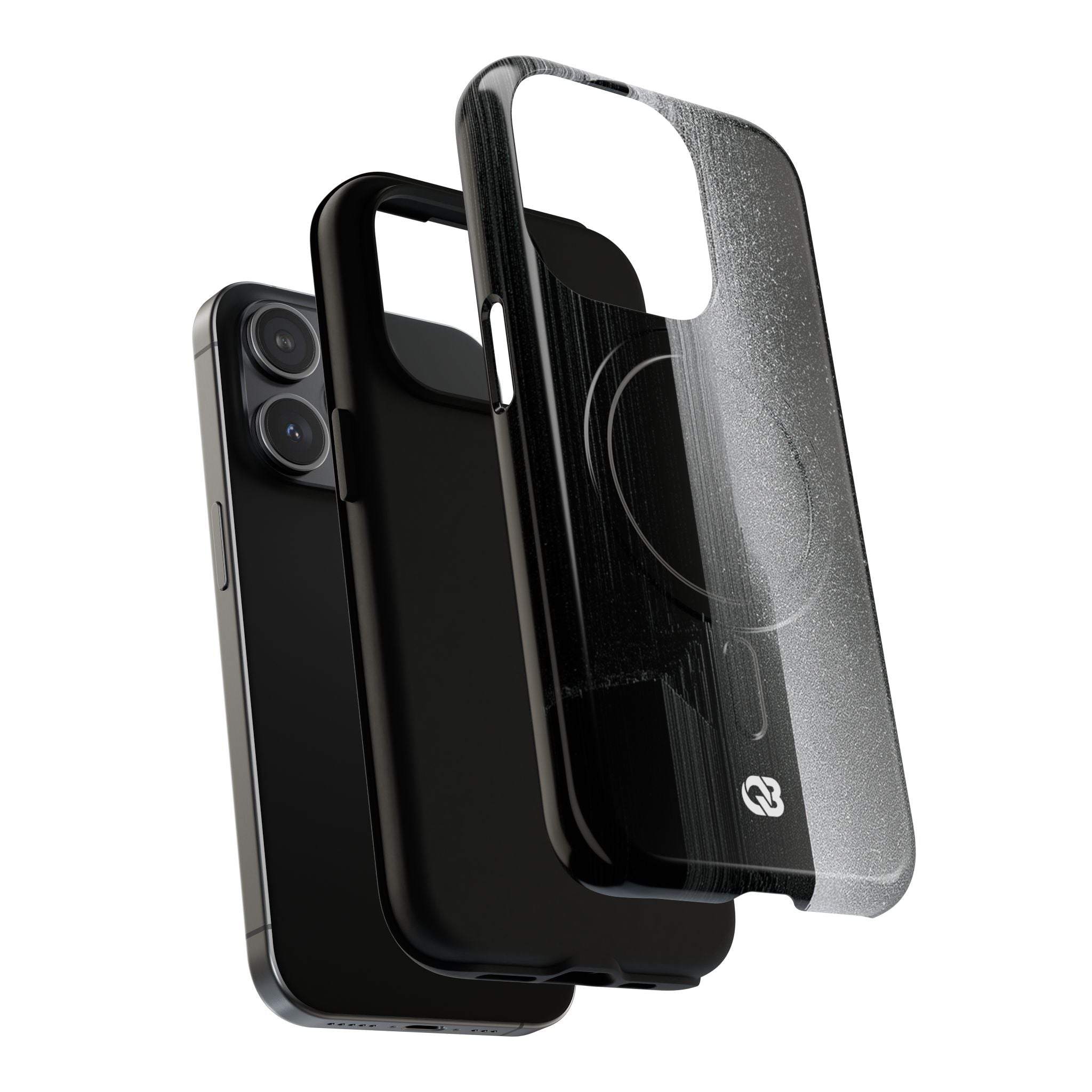 Black Tough 2.0 Magsafe Phone Case for iPhone - Brutalist Pixel Monolith