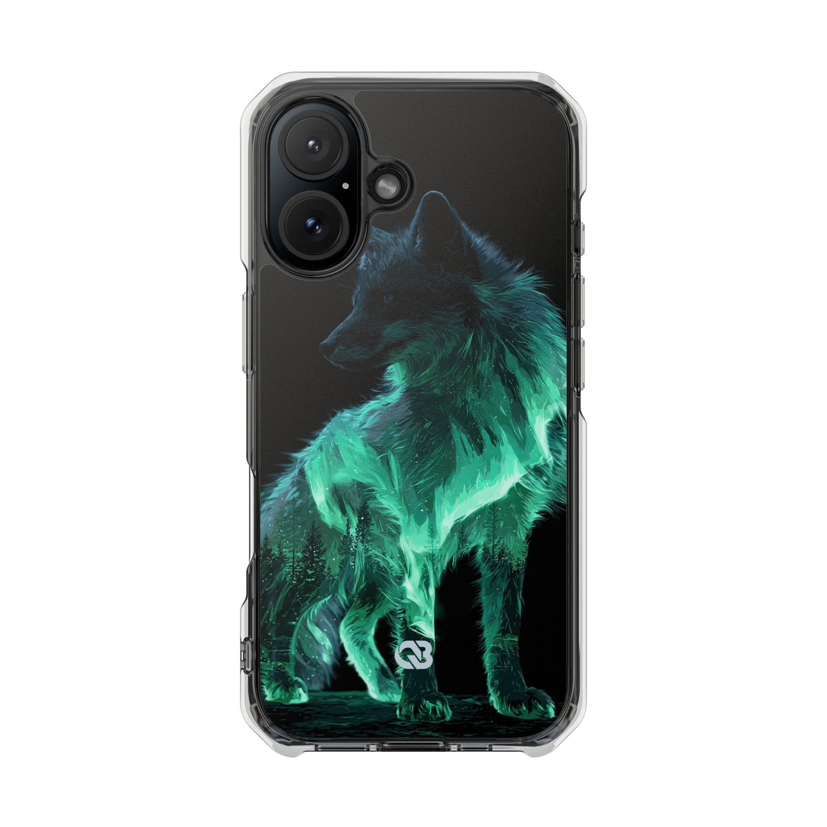 Nordic Aurora Fox · Clear Impact Magnetic Phone Case for iPhone · Teal