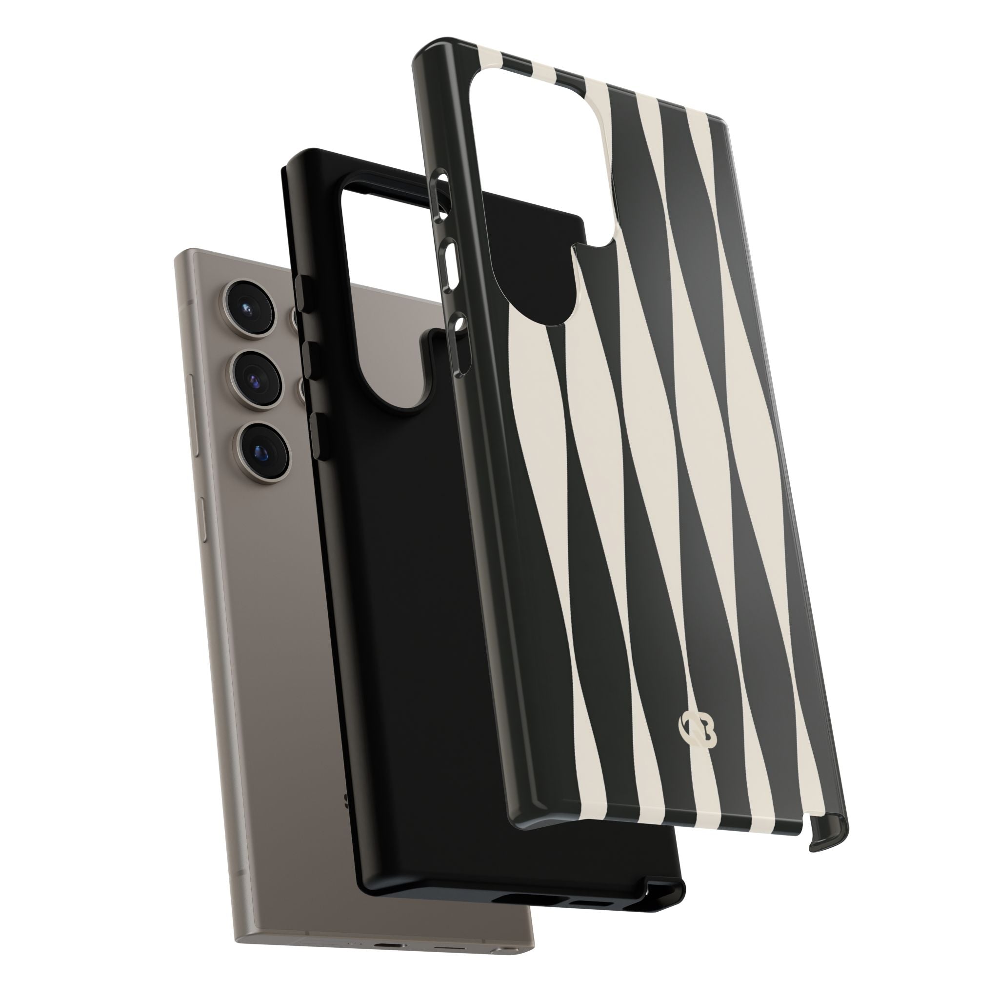 Black Tough Phone Case for Samsung - Ivory Spindle Grid