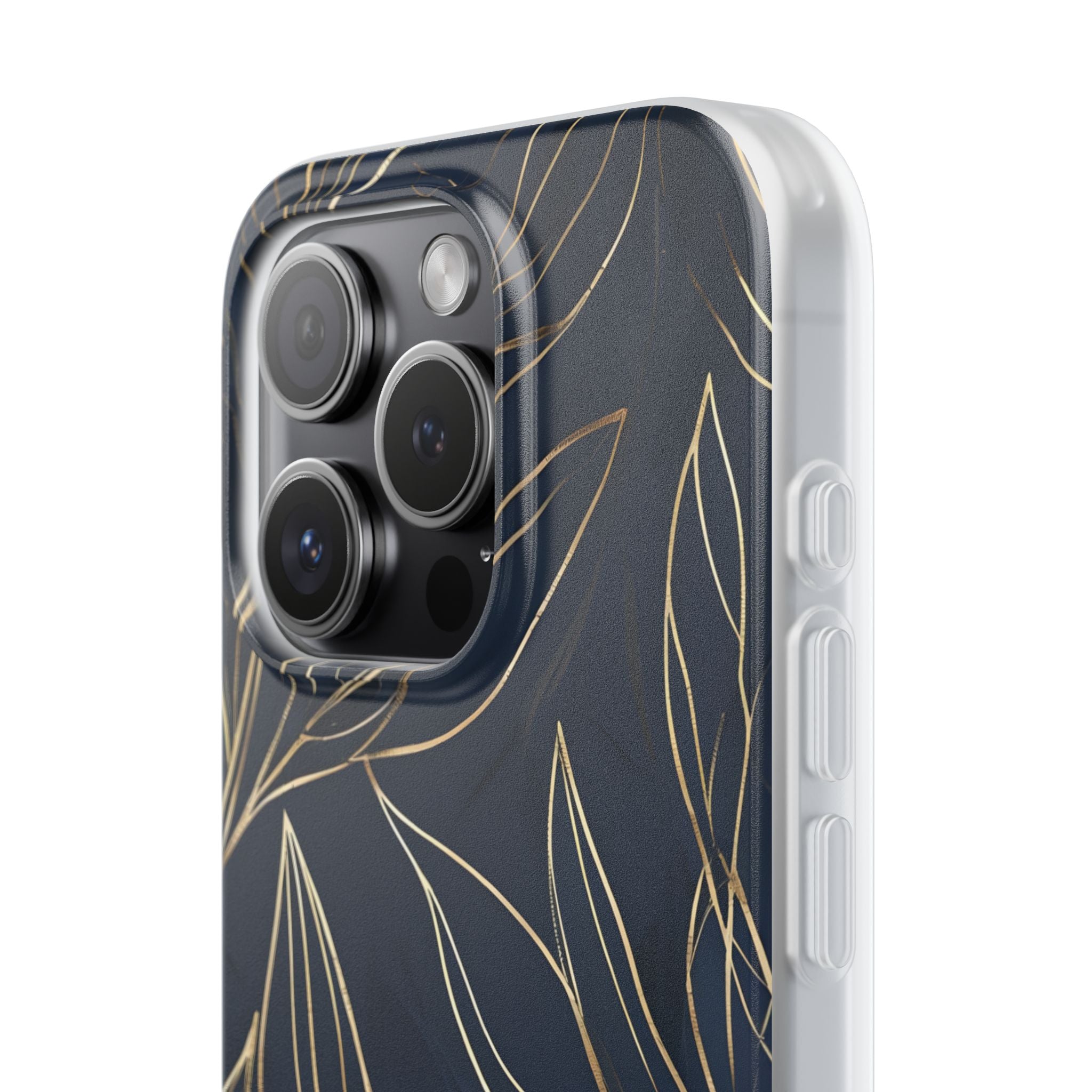 Gilded Navy Foliage · Soft Phone Case for iPhone