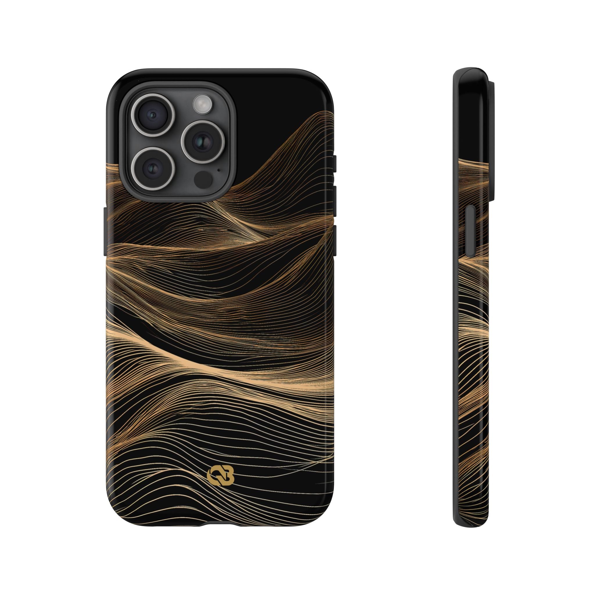 Black Tough Phone Case for iPhone - Copper Topo Ridge