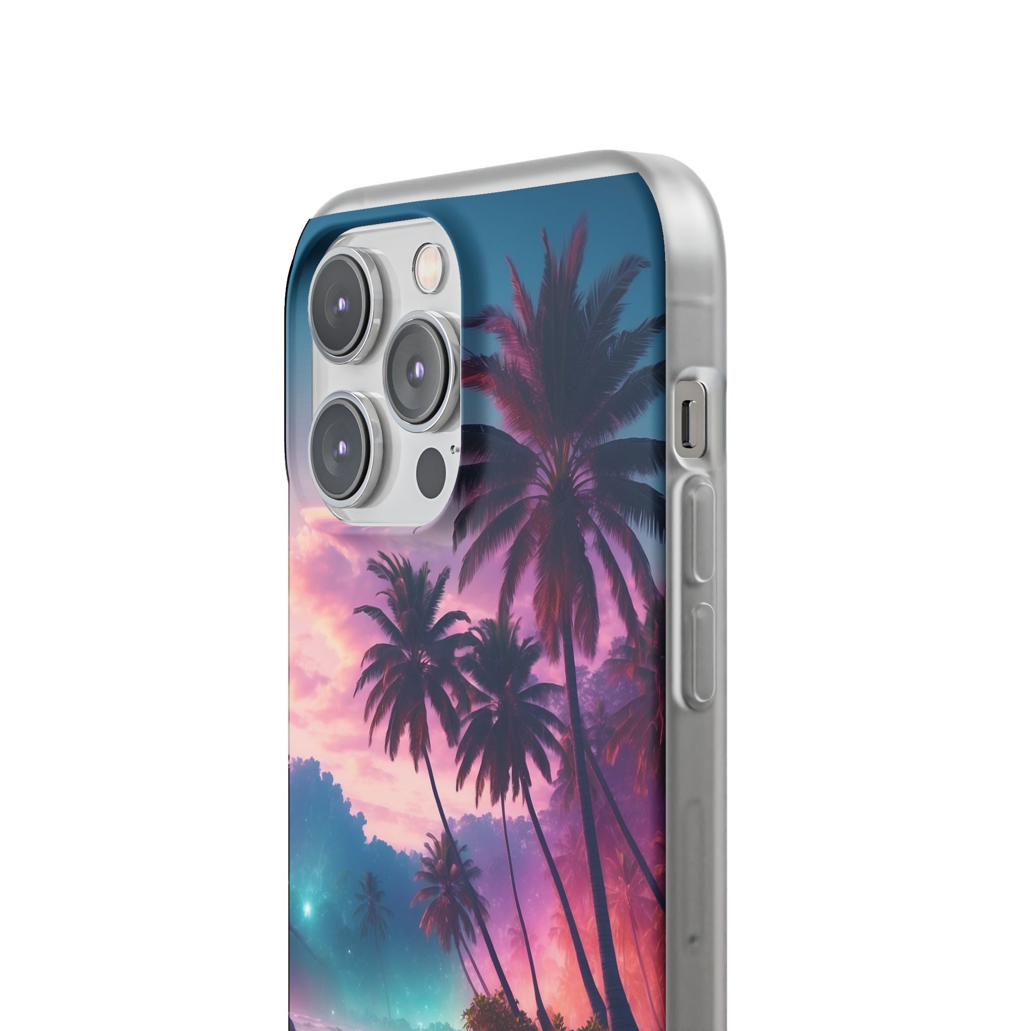 Neon Shore Palms · Soft Phone Case for iPhone