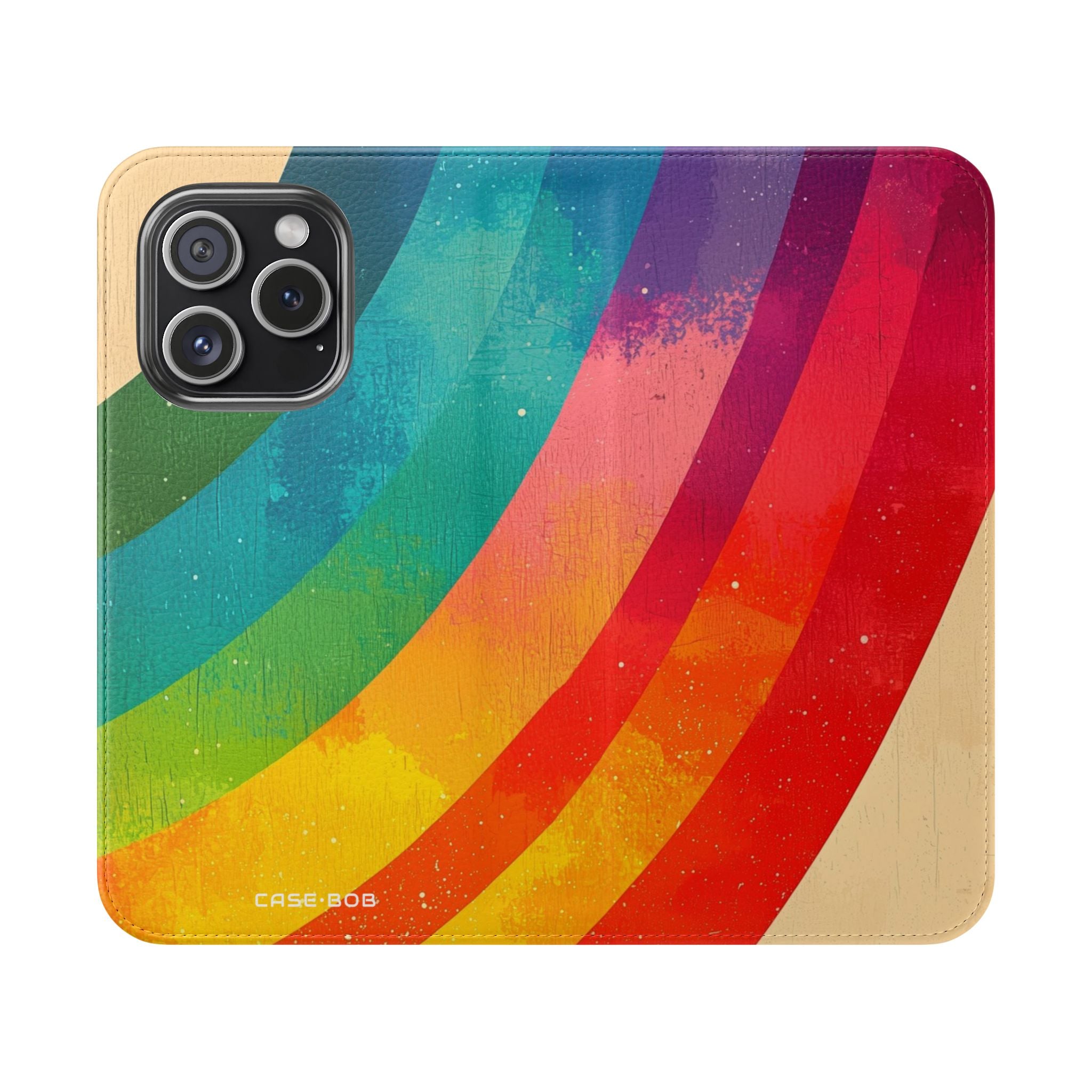 Gebogen Regenboog Bries - iPhone 15 Pro Case - Portemonnee