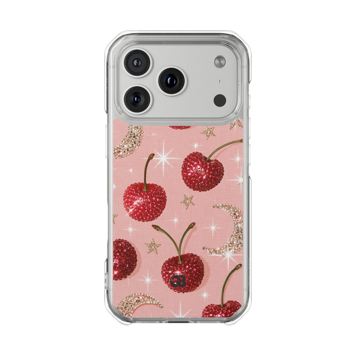 Bedazzled Ruby Cherries · Clear Impact Magnetic Phone Case for iPhone · Pink