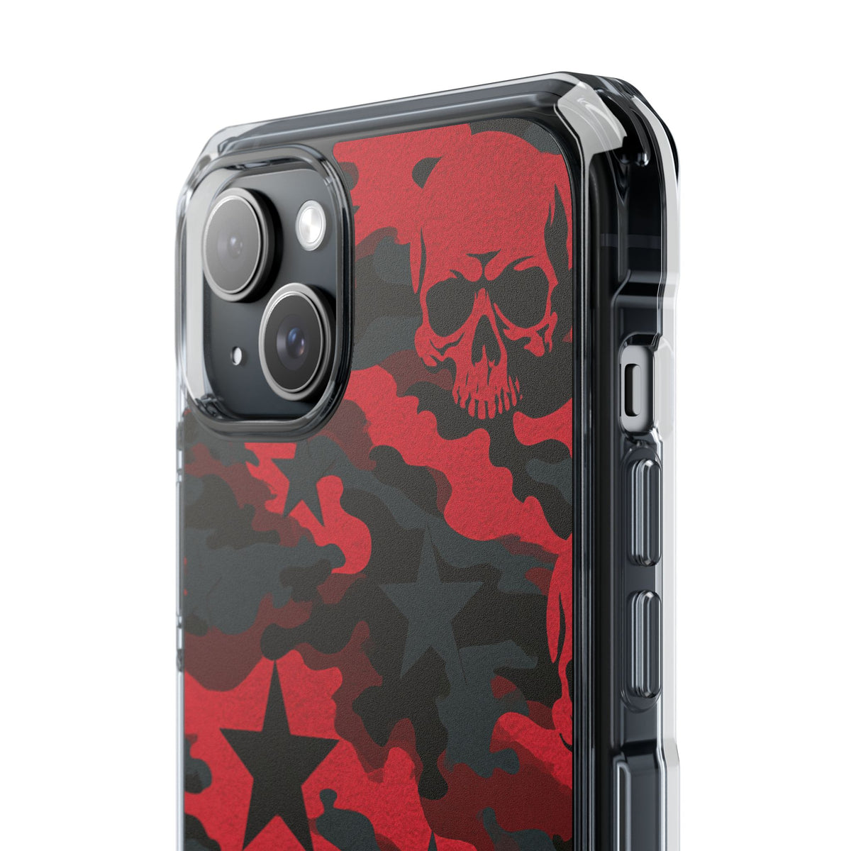 Crimson Skull Camo · Clear Impact Magnetic Phone Case for iPhone · Red