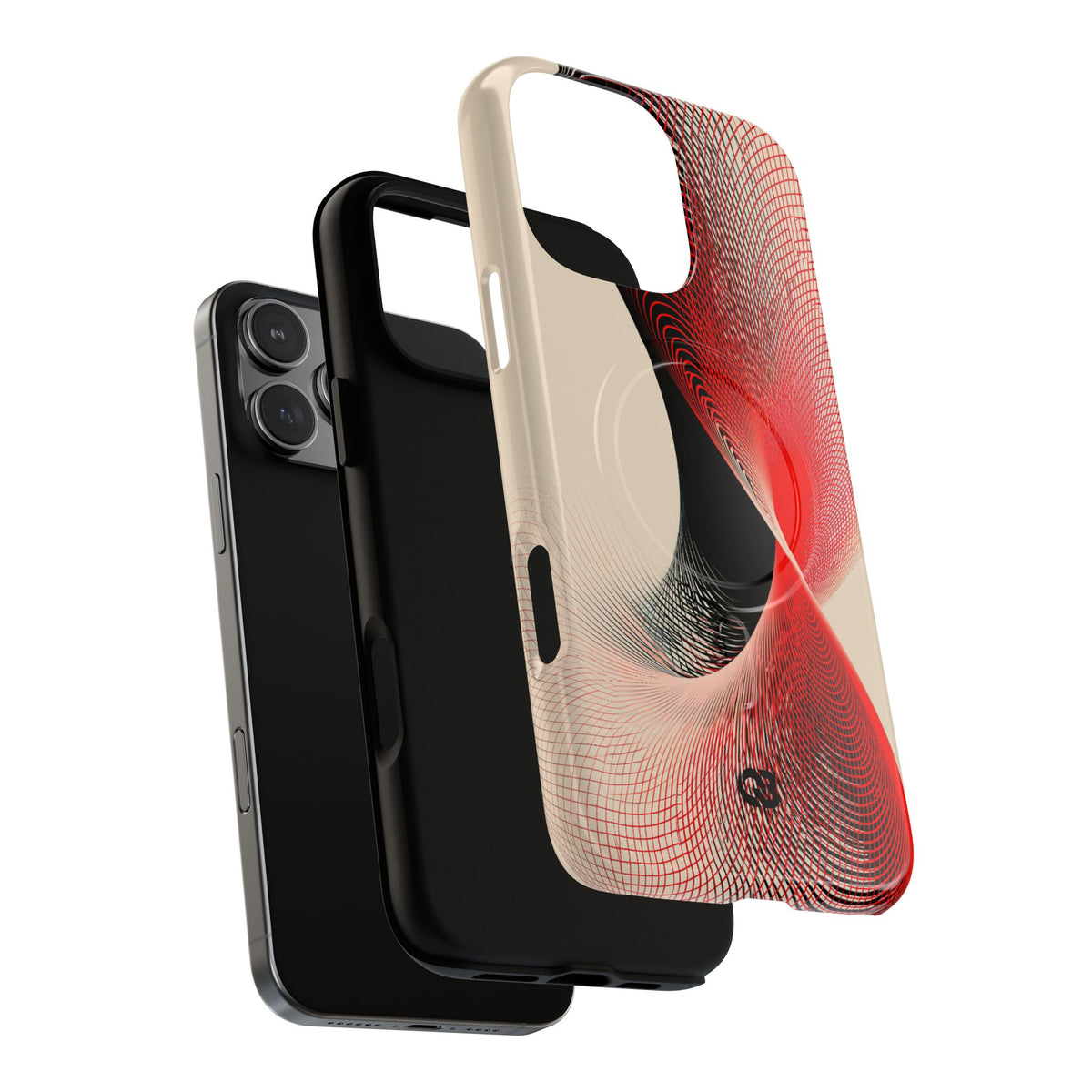 Red Tough 2.0 Magsafe Phone Case for iPhone - Crimson Grid Vortex