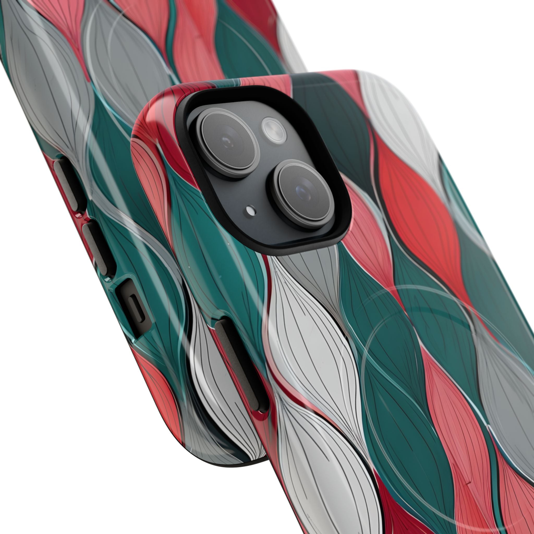 Leaf Cascade Teal iPhone 15 Case - Tough+