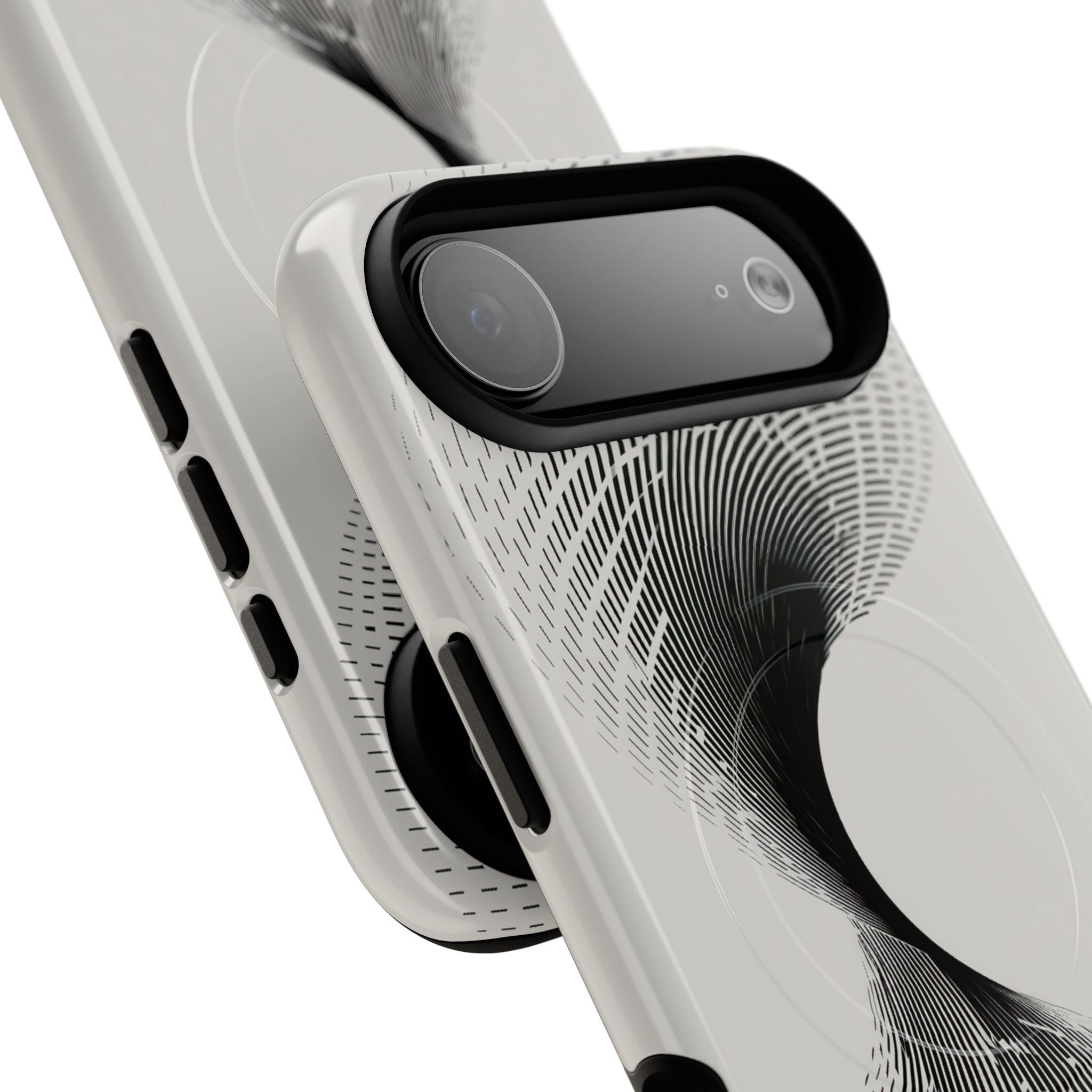 White Tough 2.0 Magsafe Phone Case for iPhone - Linear Torsion Grid