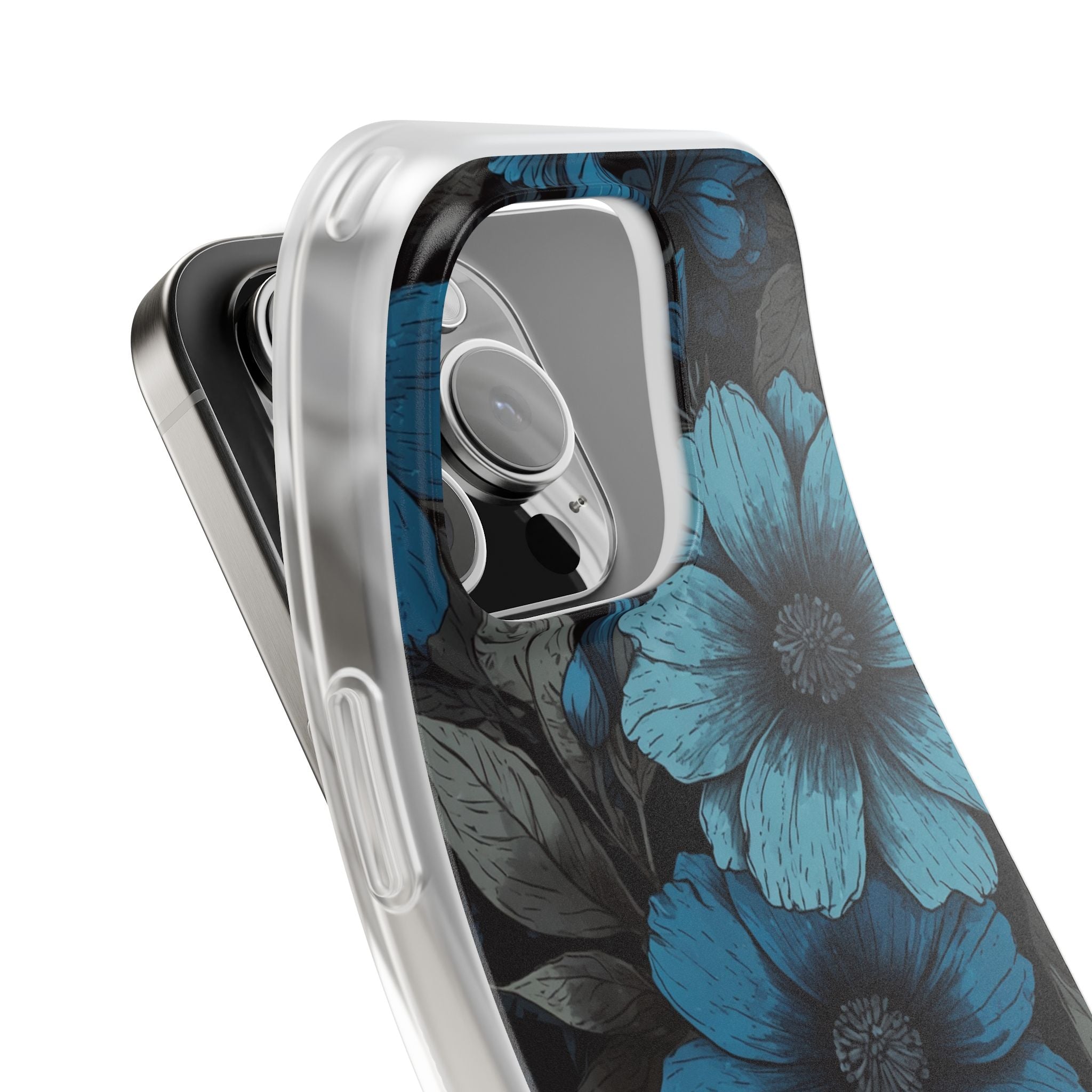 Obsidian Blue Petals · Soft Phone Case for iPhone