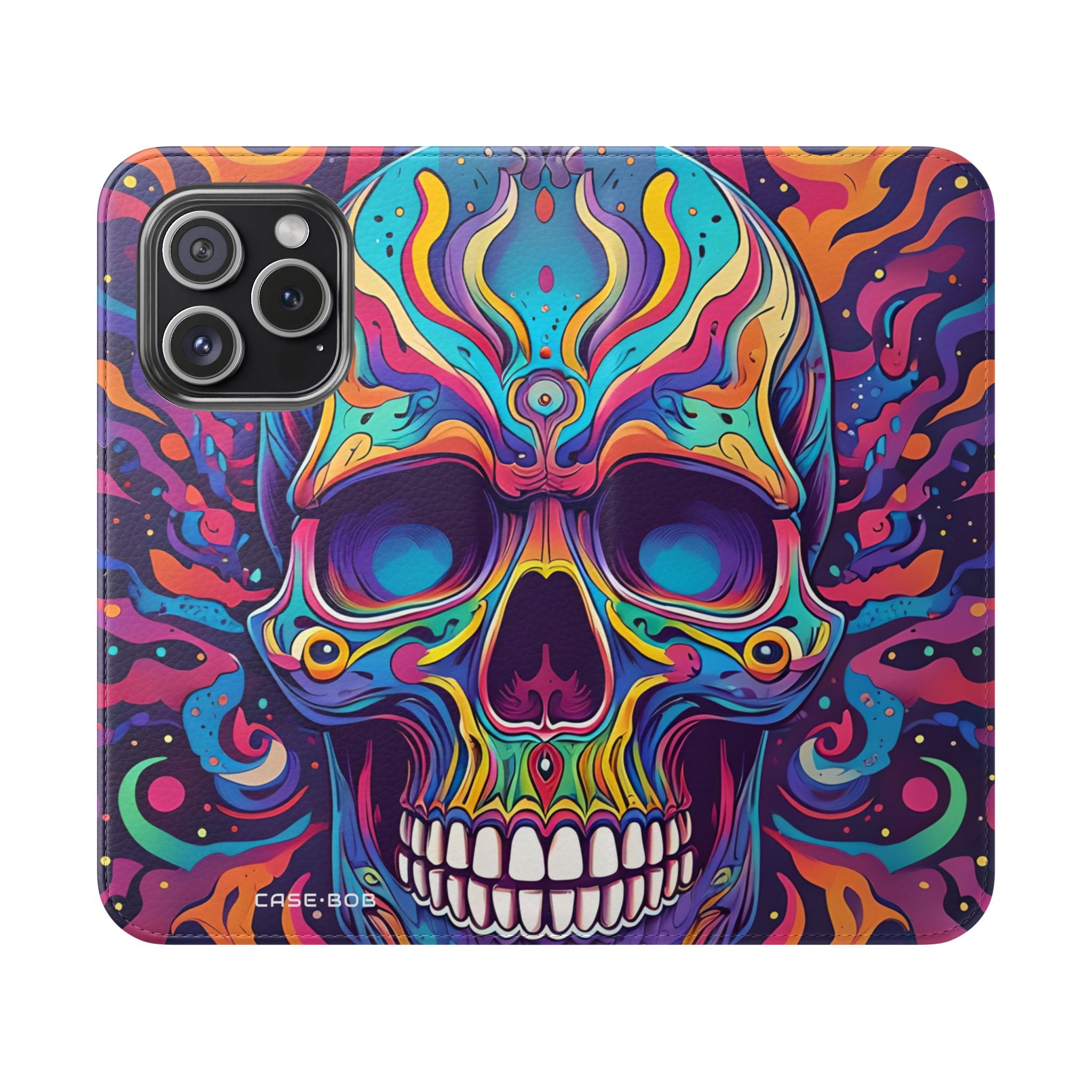 Psychedelic Skull - iPhone 15 Pro Case - Wallet