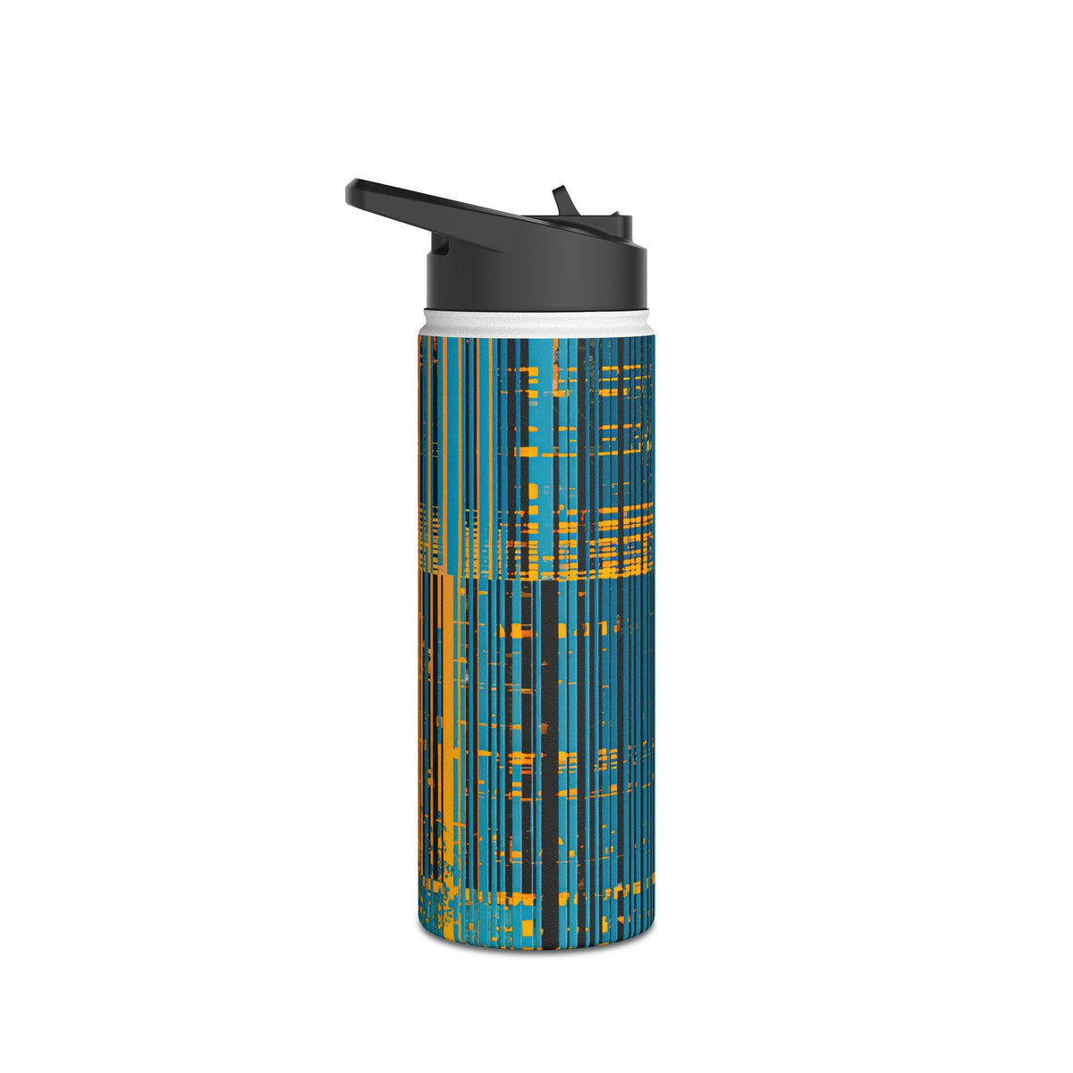 Cyber Glitch Stream · Insulated Water Bottle · Teal