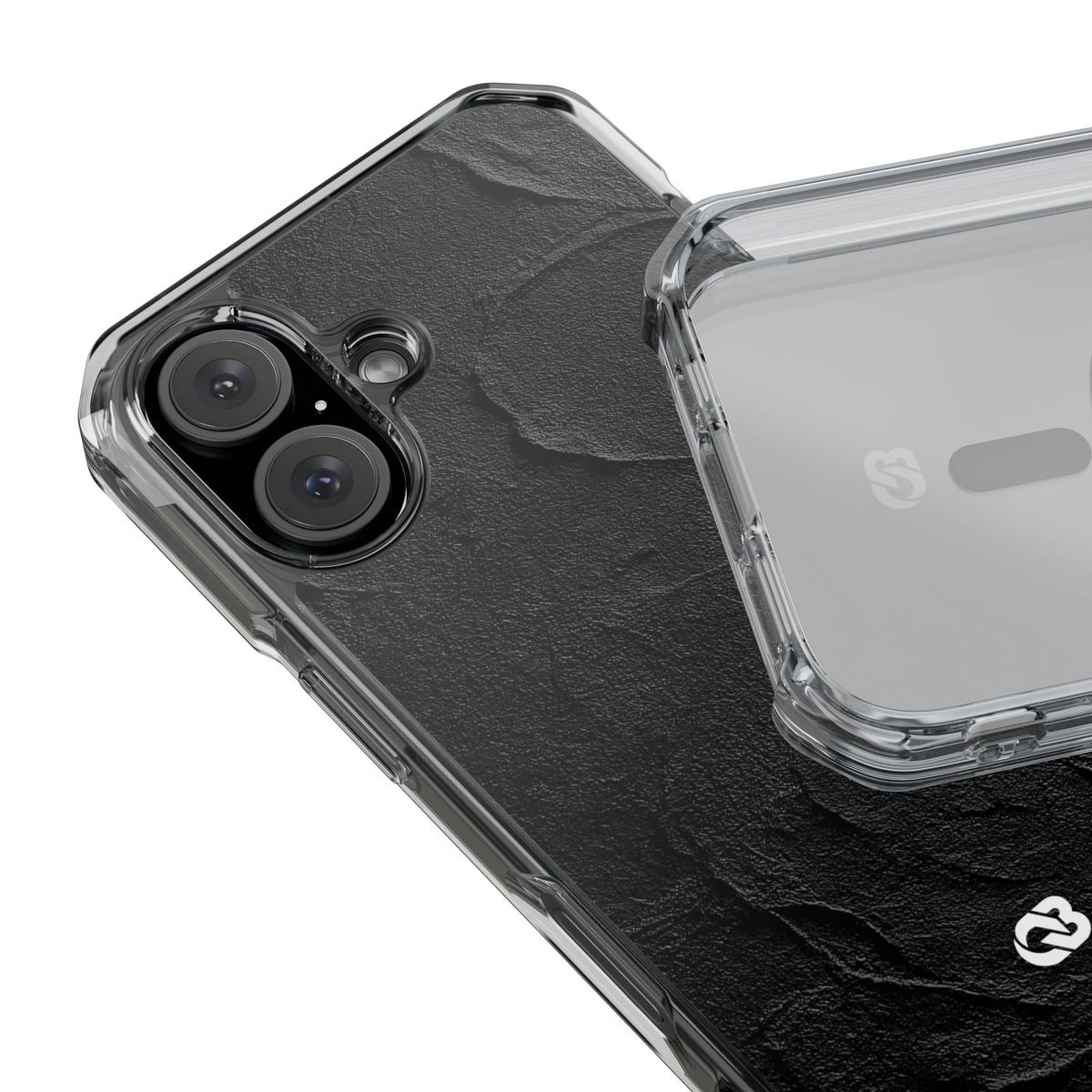 Obsidian Stucco Relief · Clear Impact Magnetic Phone Case for iPhone · Black