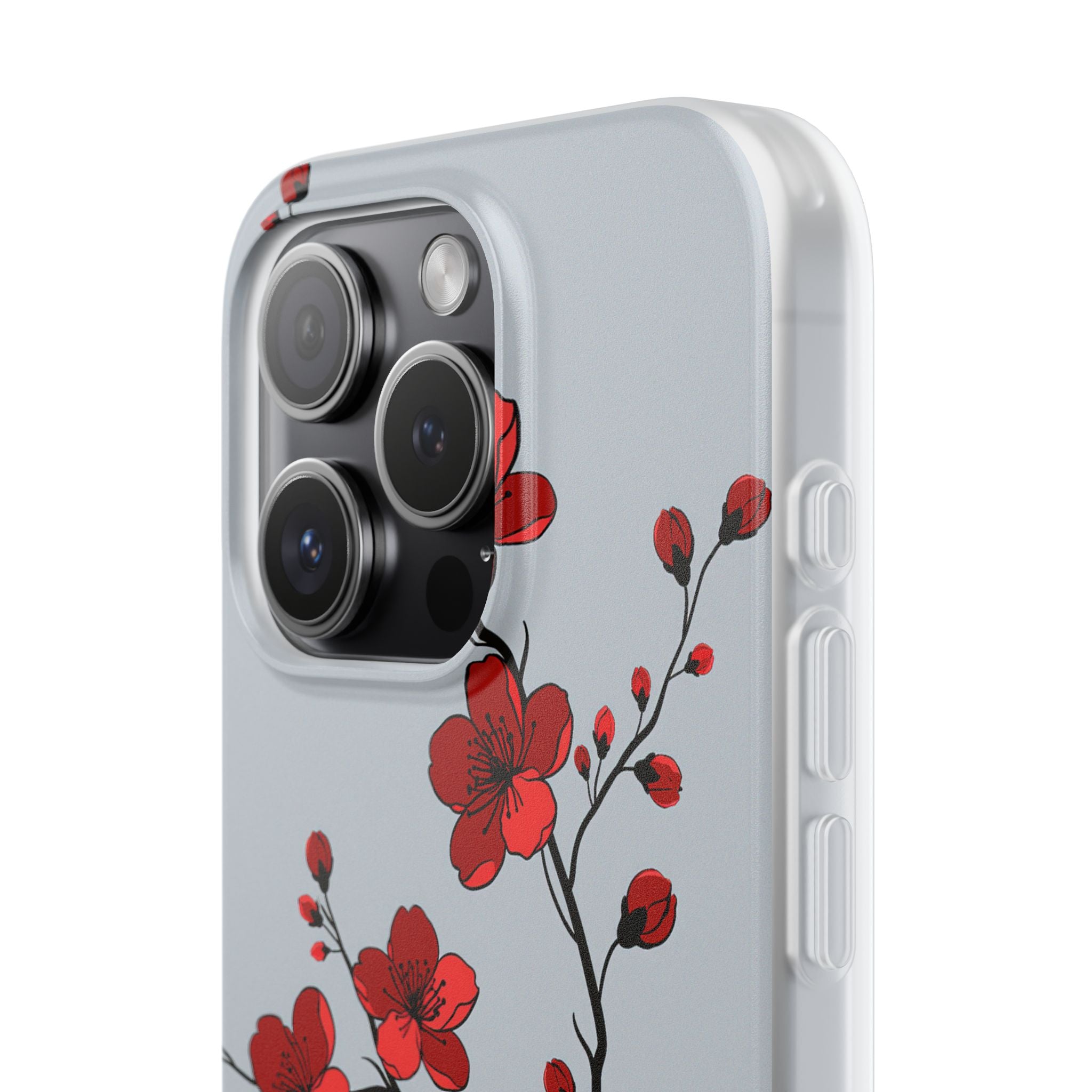 Grey Lite Phone Case for iPhone - Crimson Blossom Onyx