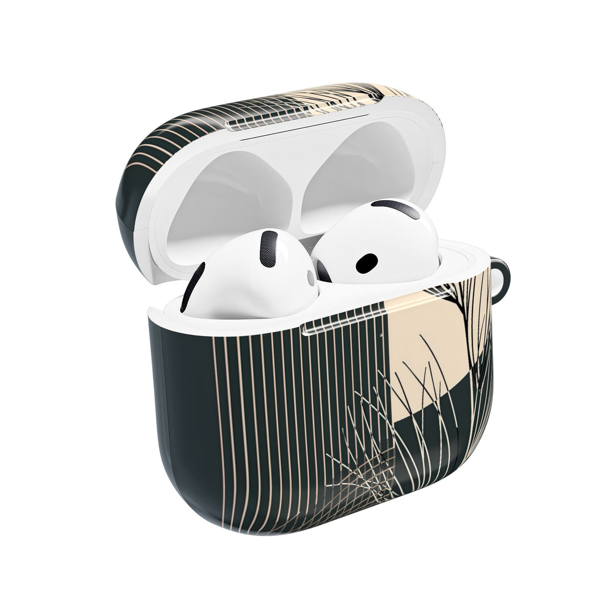 Botanical Crescent Linework · Hard Case for AirPods & AirPods Pro · Green
