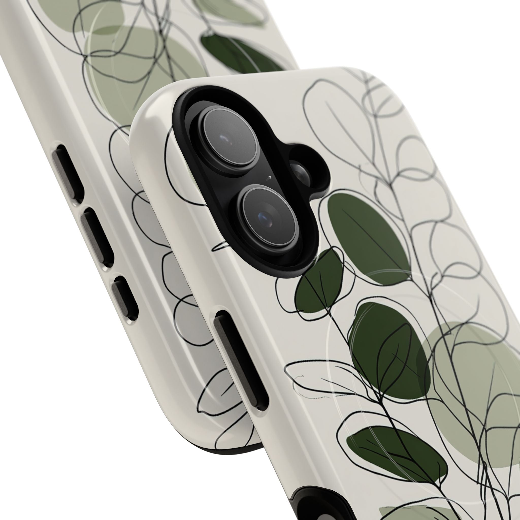Green Tough 2.0 Magsafe Phone Case for iPhone - Muted Eucalyptus Sketch