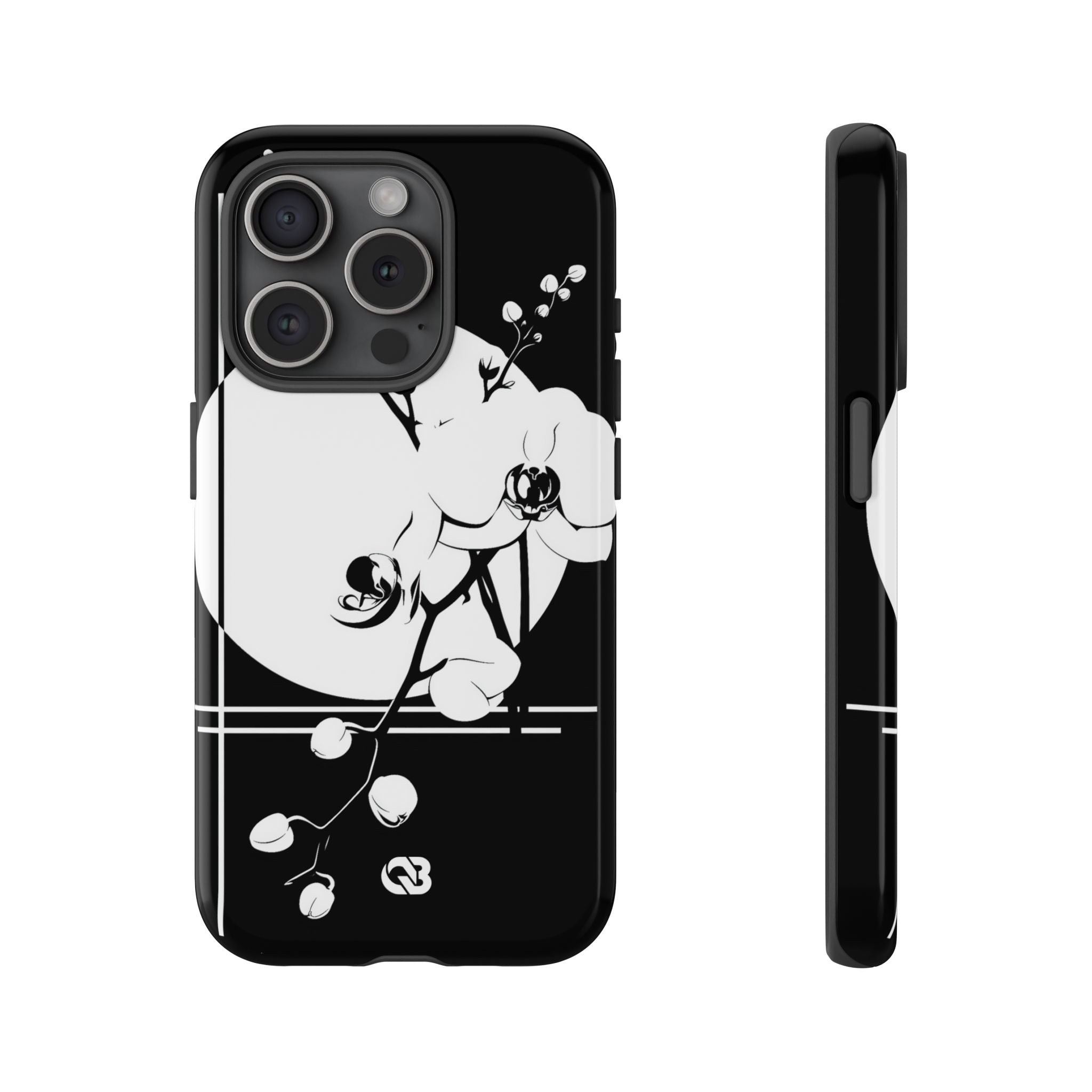 Black Tough Phone Case for iPhone - Lunar Orchid Grid