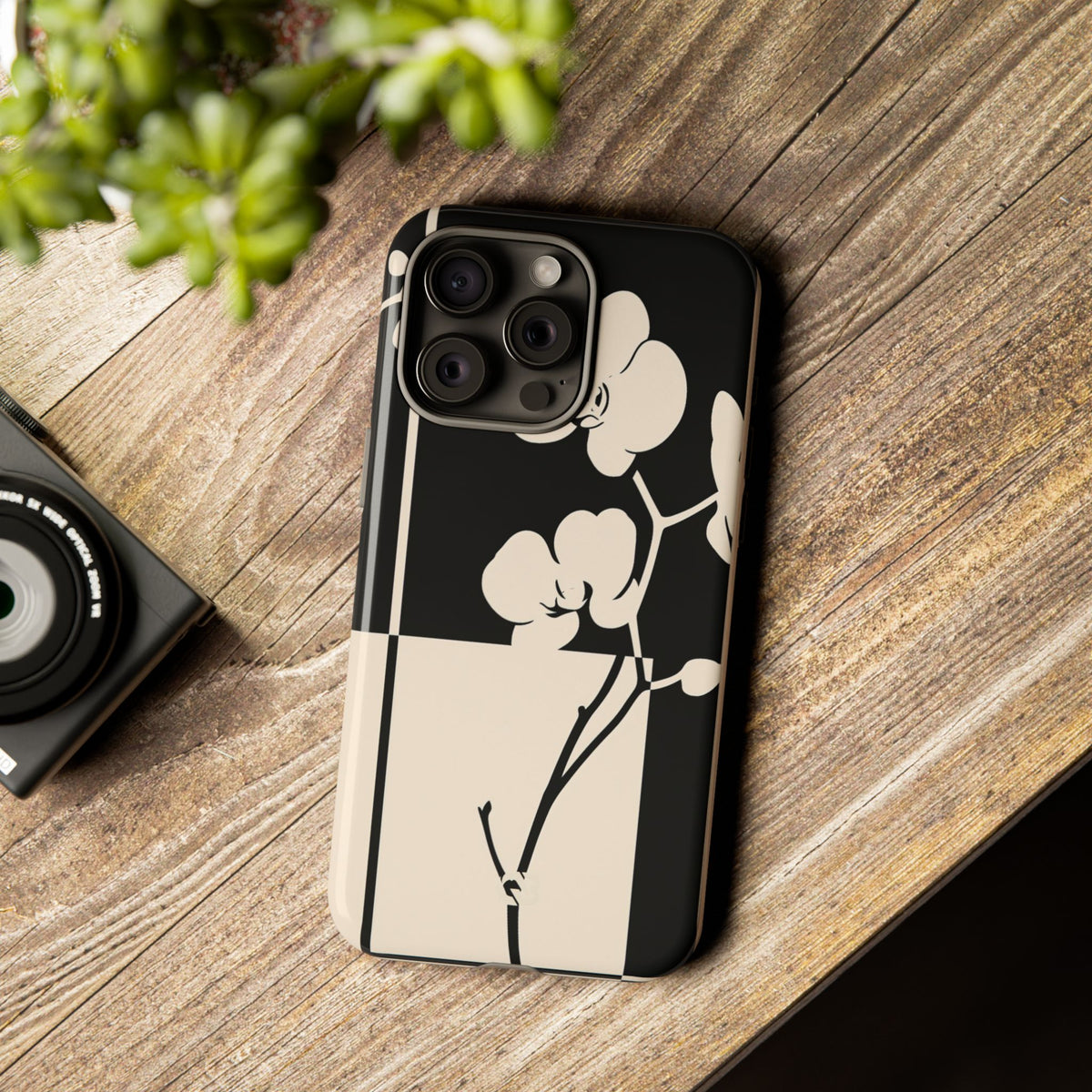 Geometric Orchid Bloom · Tough Phone Case for iPhone · Black