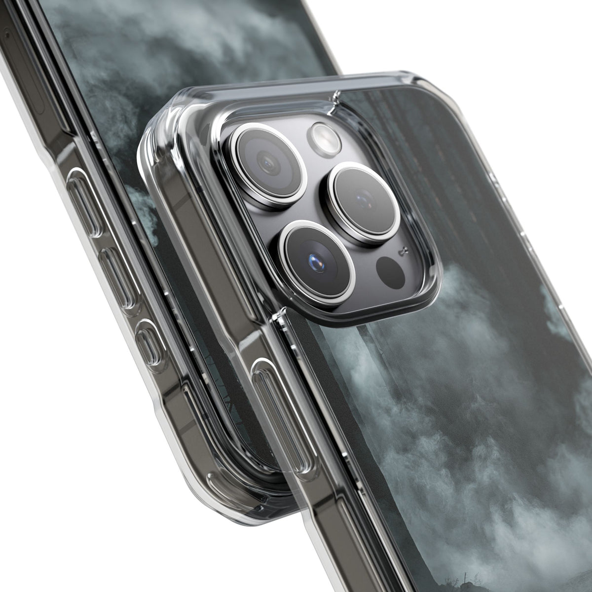 Shadowed Pine Mist · Clear Impact Magnetic Phone Case for iPhone · Black