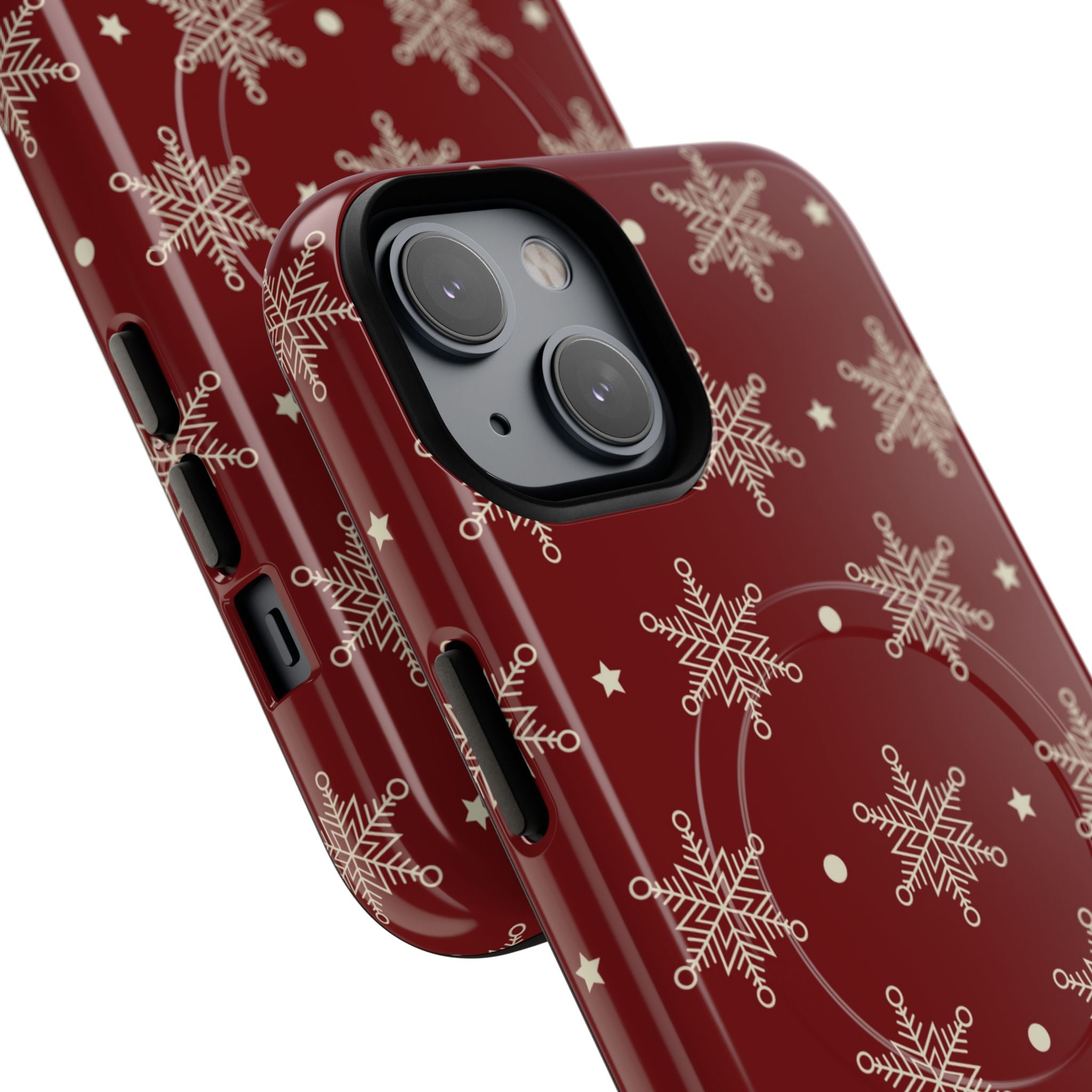 Cream Schneeflocke Crimson iPhone 14 Case - Tough+