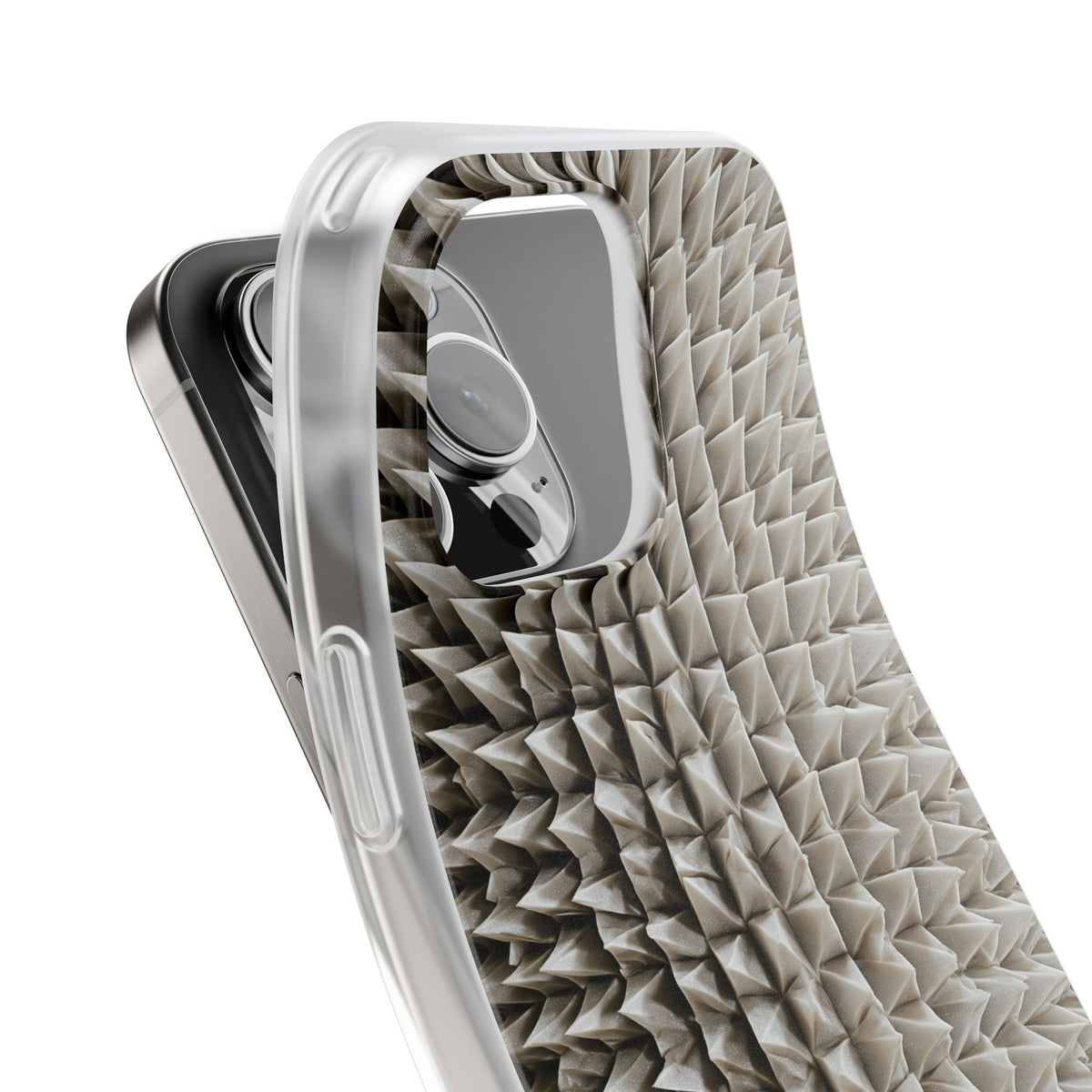 Beige Lite Phone Case for iPhone - Bone Spiked Grid