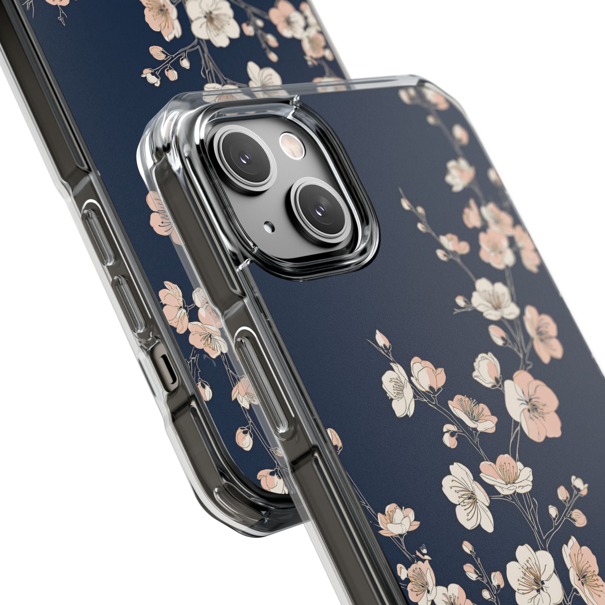 Blue Impact MagSafe Phone Case for iPhone - Midnight Peach Sakura