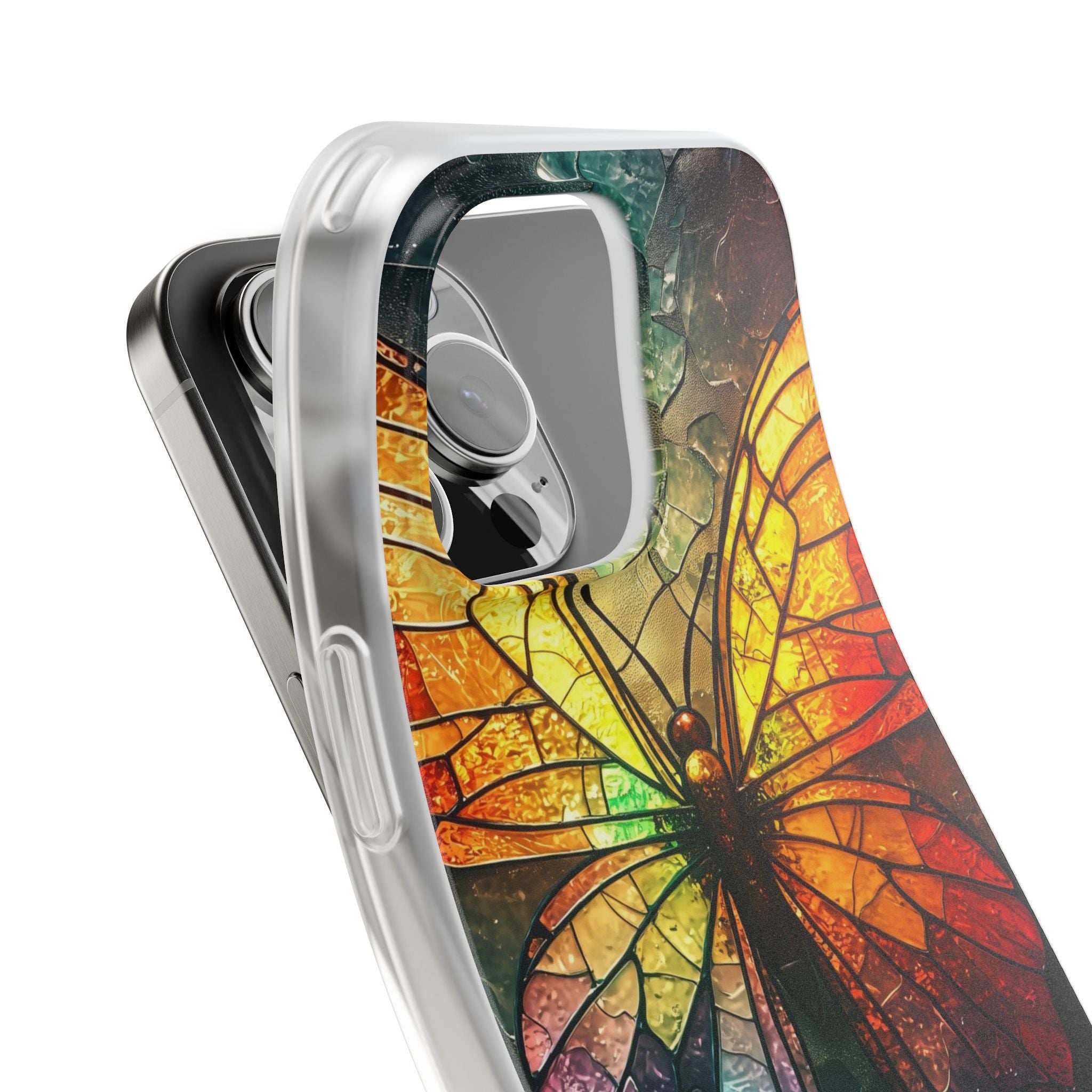Stained Glass Butterfly iPhone 16 Pro Max Case - Soft