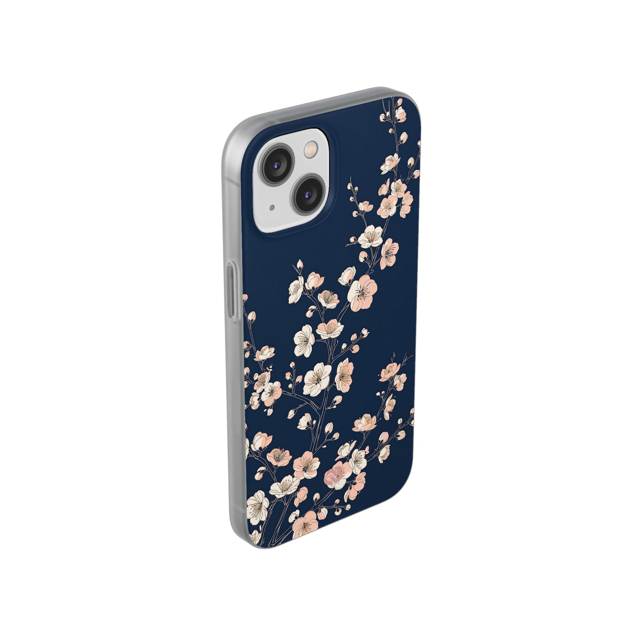 Blue Lite Phone Case for iPhone - Midnight Peach Sakura