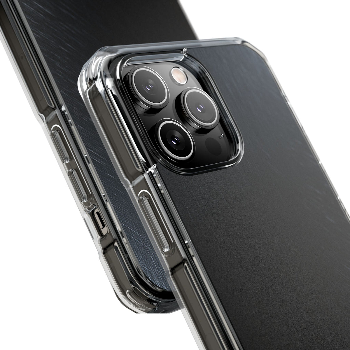 Brushed Obsidian Steel · Clear Impact Magnetic Phone Case for iPhone · Black