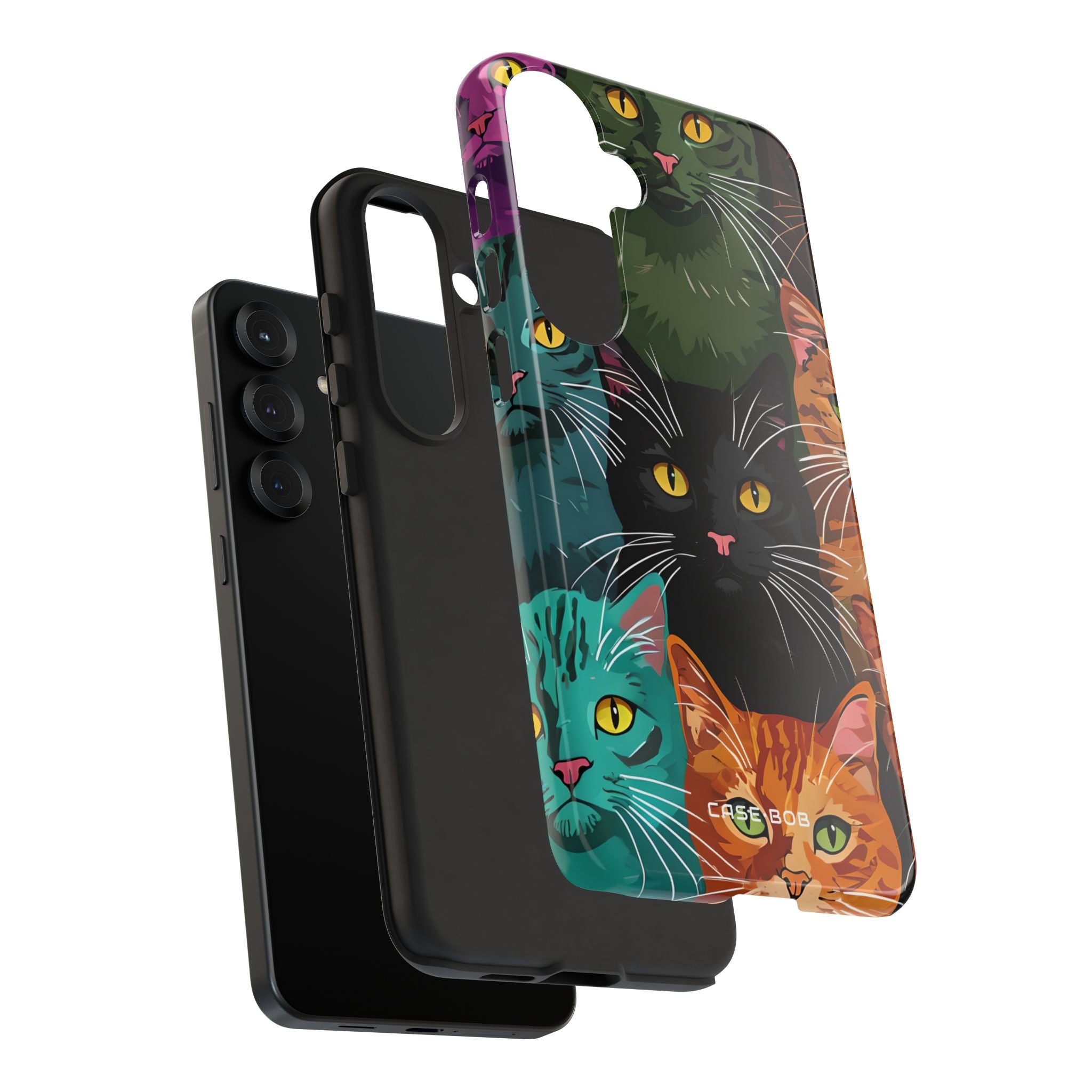 Teal Cat Grid Samsung S25 Plus Case - Tough