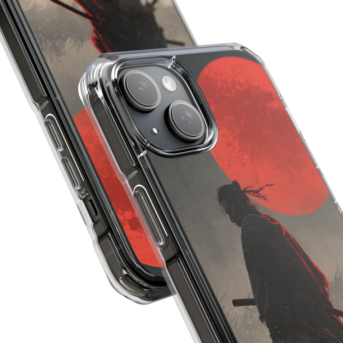 Crimson Moon Ronin · Clear Impact Magnetic Phone Case for iPhone · Black