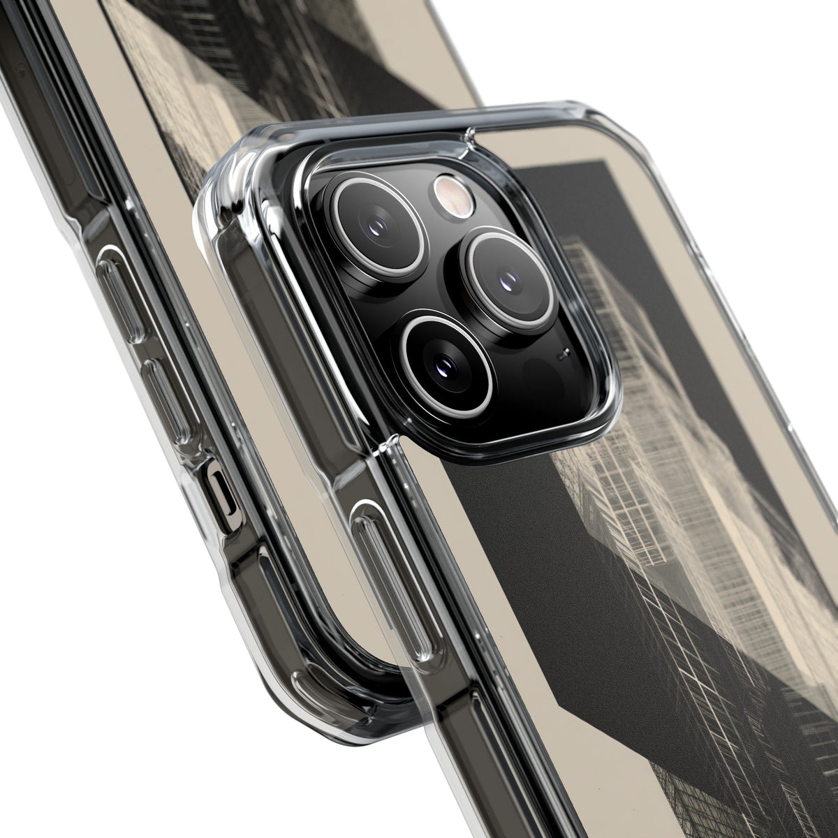Beige Impact MagSafe Phone Case for iPhone - Monolith Urban Grid