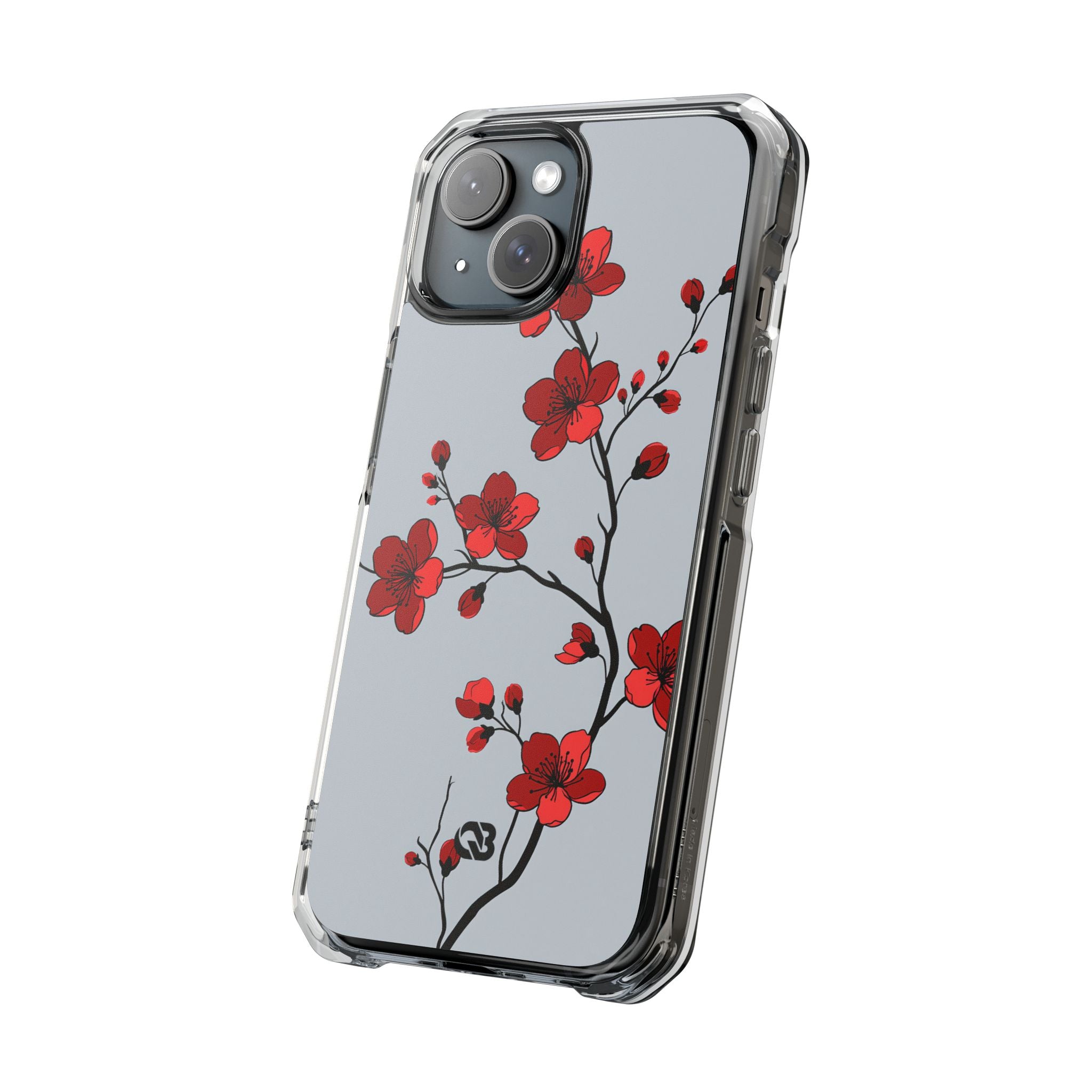 Grey Impact MagSafe Phone Case for iPhone - Crimson Blossom Onyx